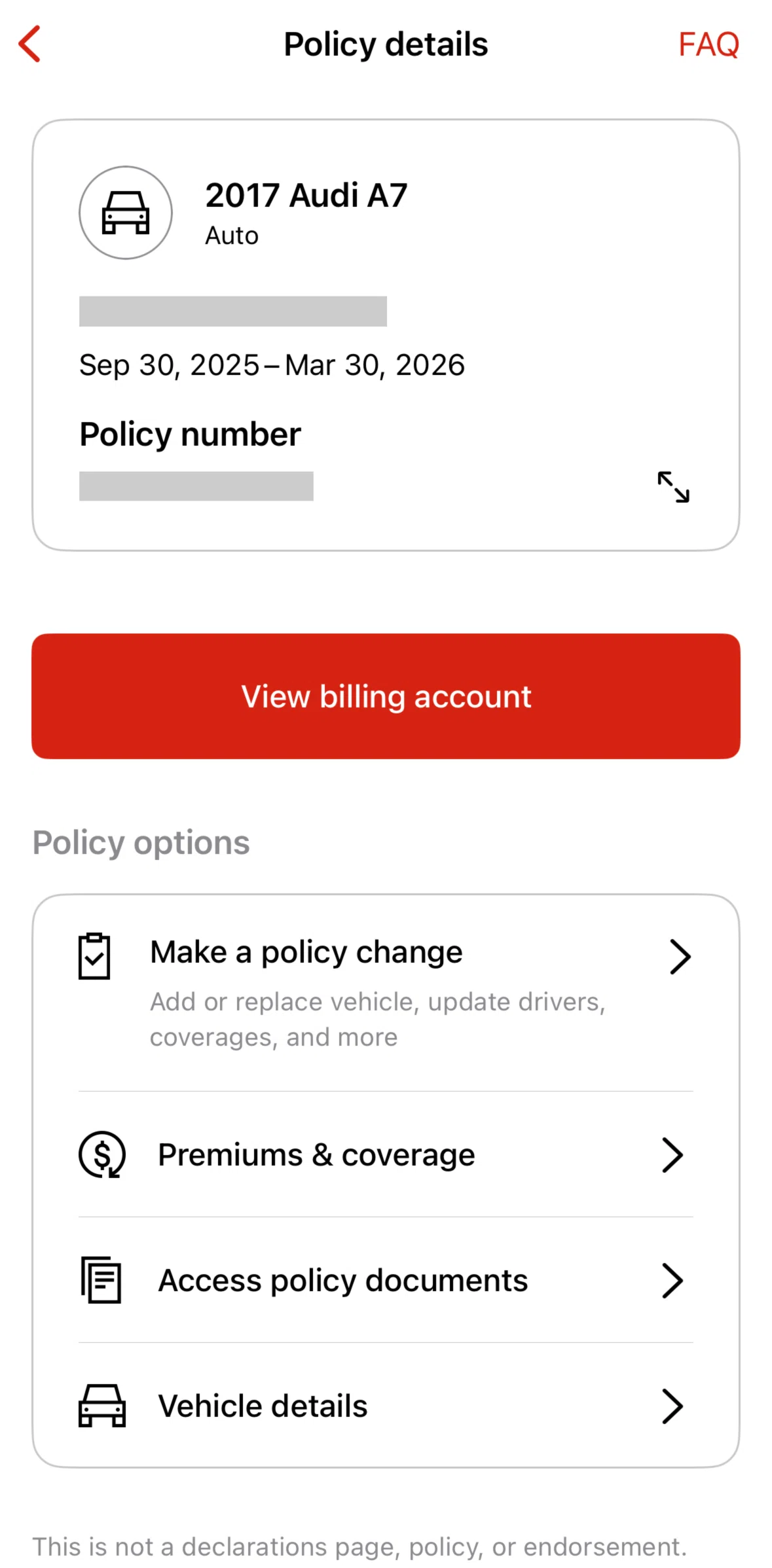 State Farm Screen screen in the Premiums & coverage flow
