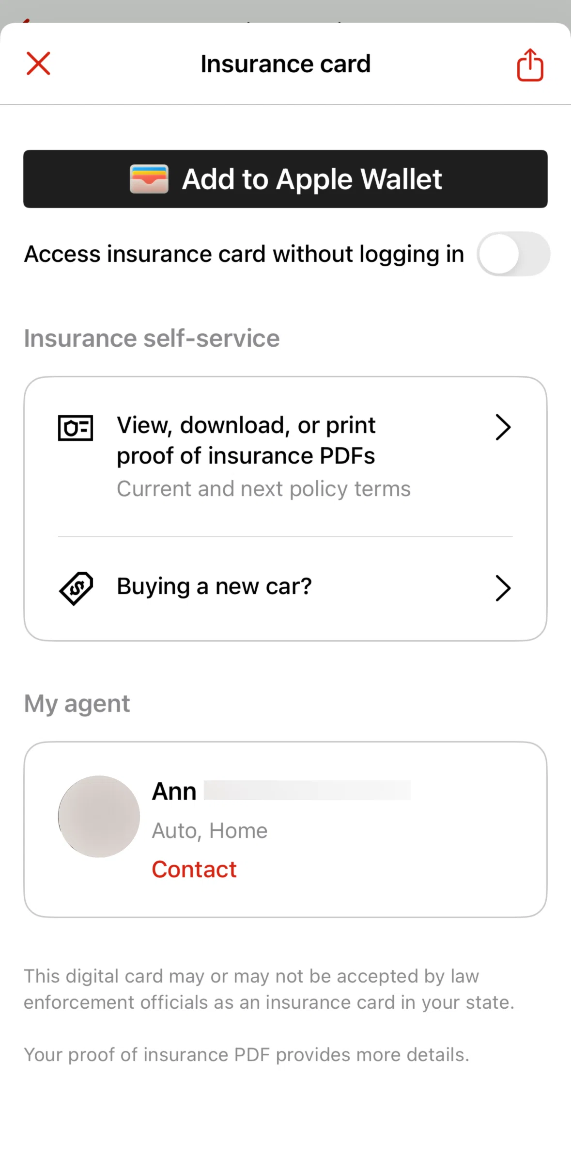 State Farm Screen screen in the Proof of insurance flow