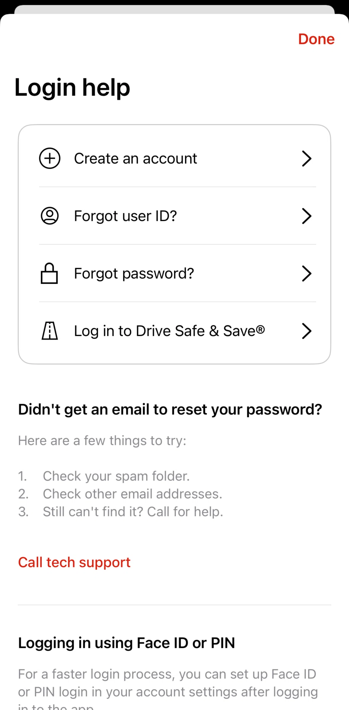 State Farm Screen screen in the Resetting password flow