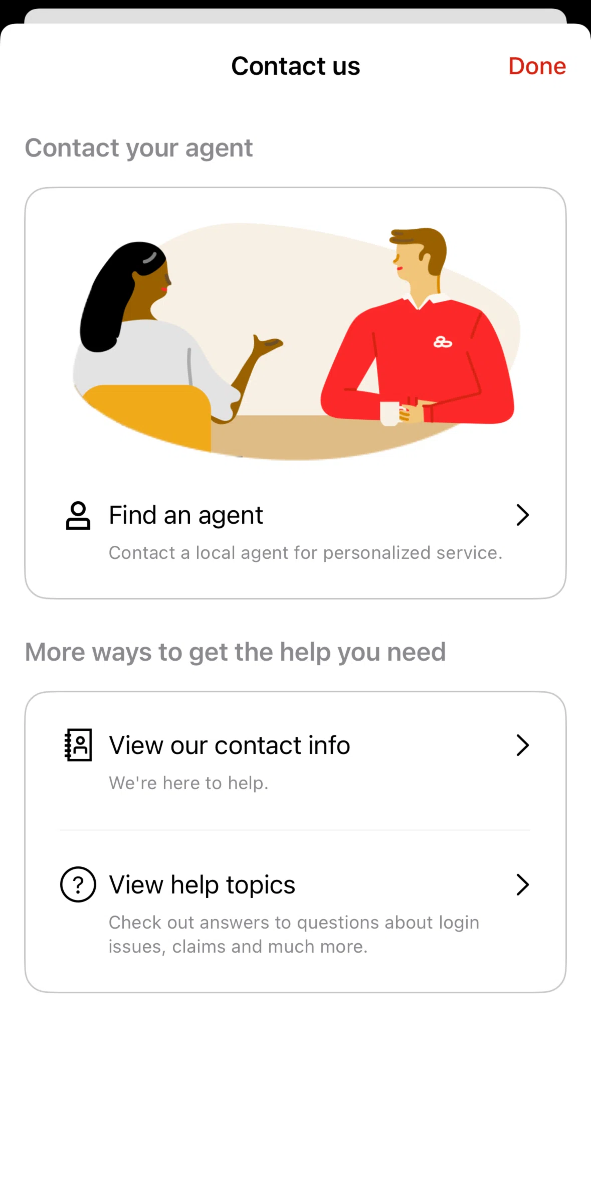 State Farm Screen screen in the Searching agents (location) flow