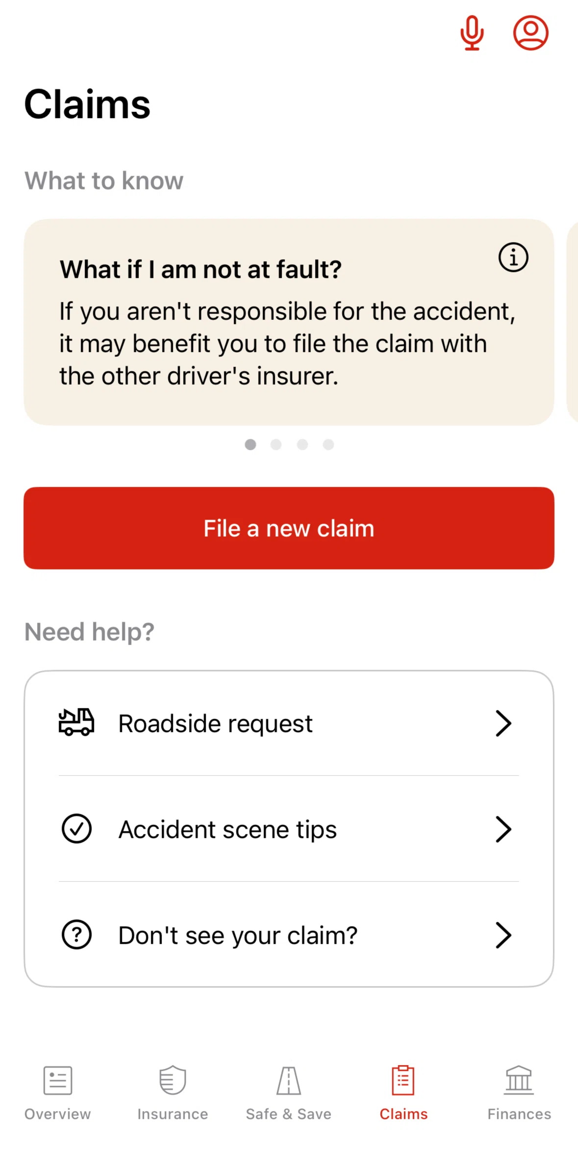 State Farm Screen screen in the What if I am not at fault? flow