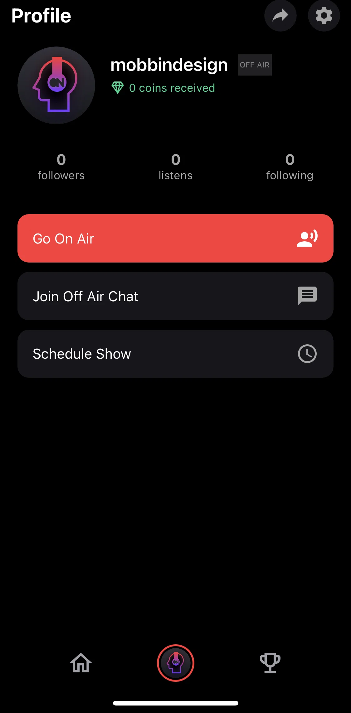 Stationhead Screen screen in the Profile flow