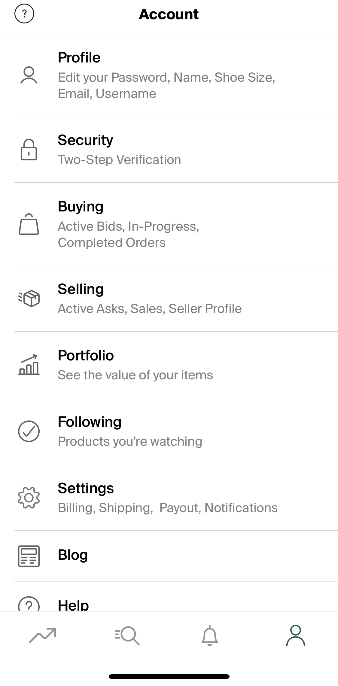Stockx Screen screen in the Terms and conditions flow