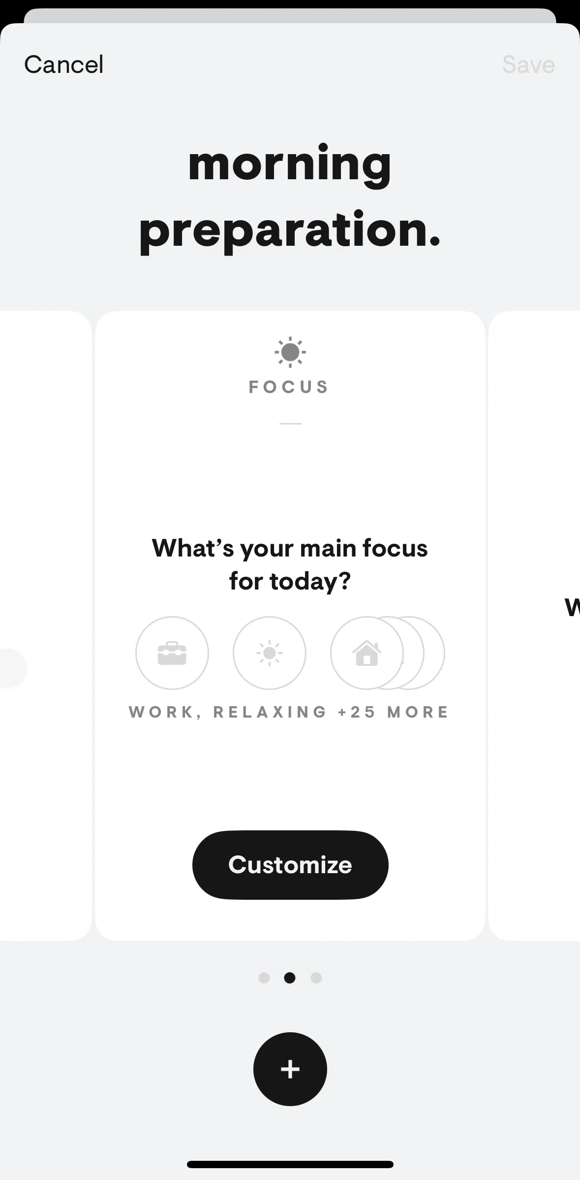 Stoic Screen screen in the Adding a focus flow
