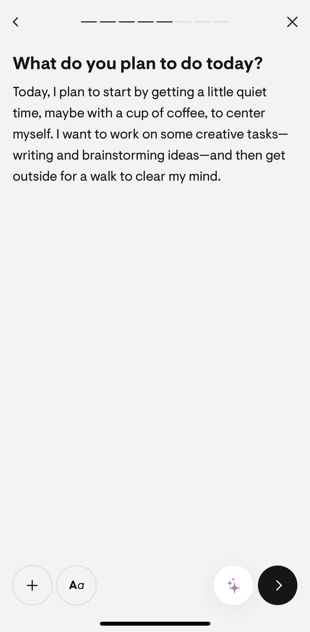 Stoic Screen screen in the Asking AI for insights flow