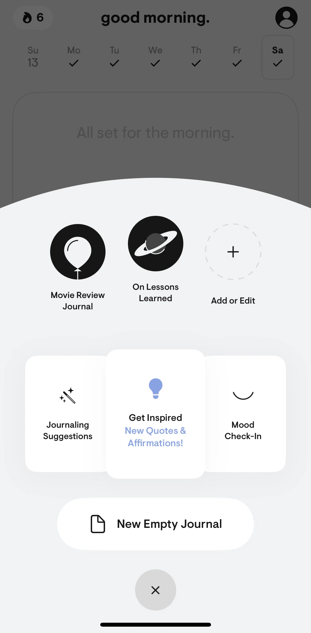 Stoic Screen screen in the Logging a mood check-in flow