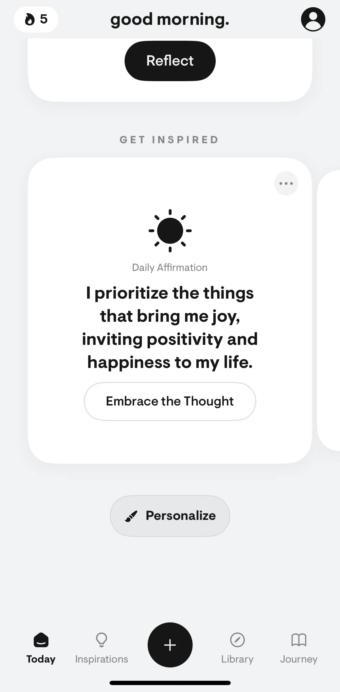 Stoic Screen screen in the Personalizing page content flow