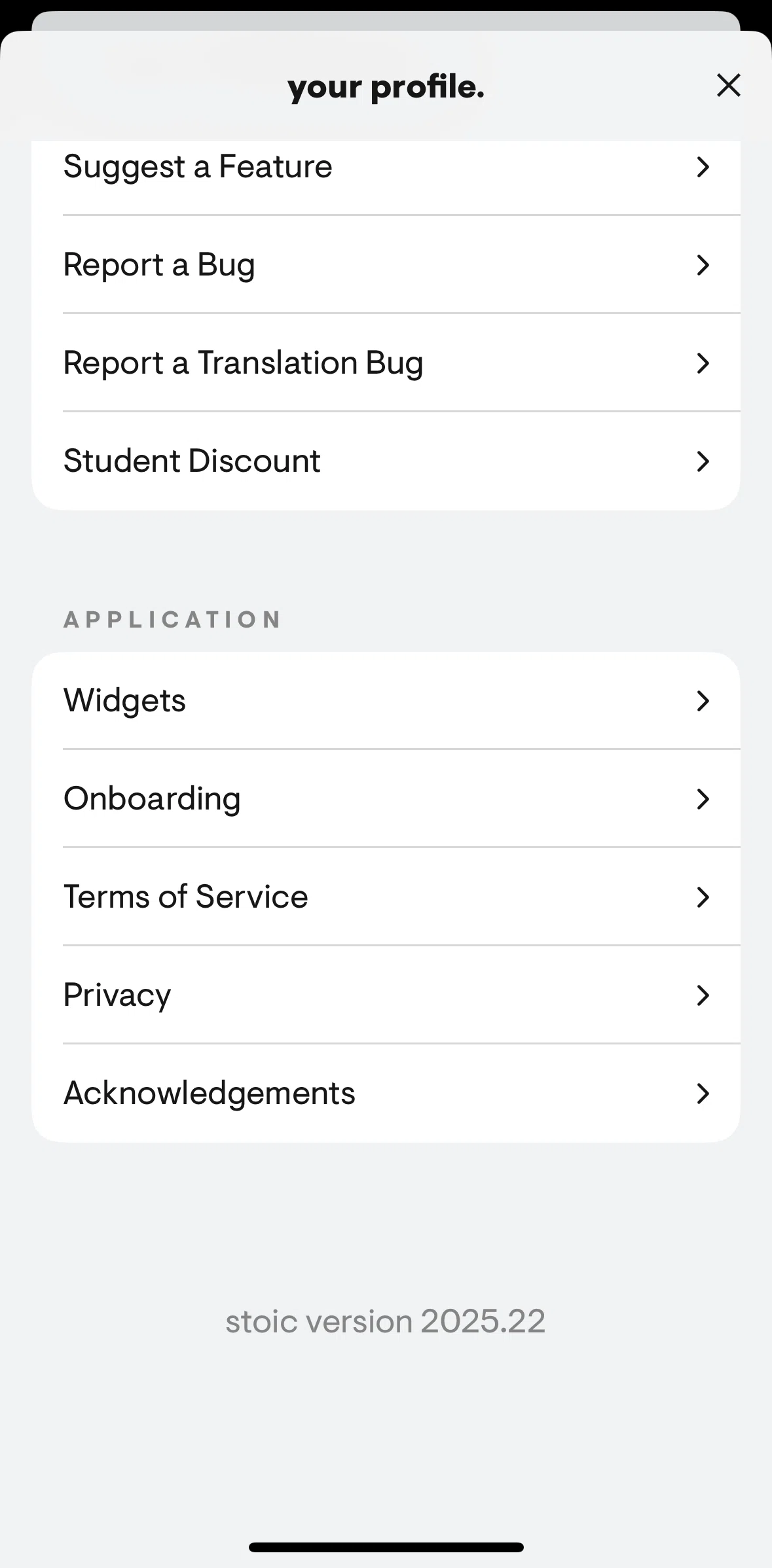 Stoic Screen screen in the Privacy policy flow
