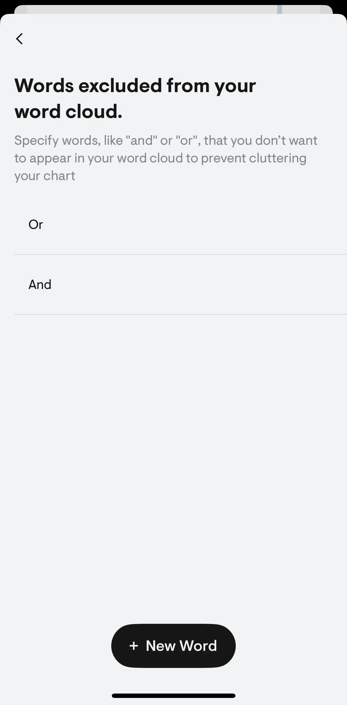 Stoic Screen screen in the Removing an excluded word flow
