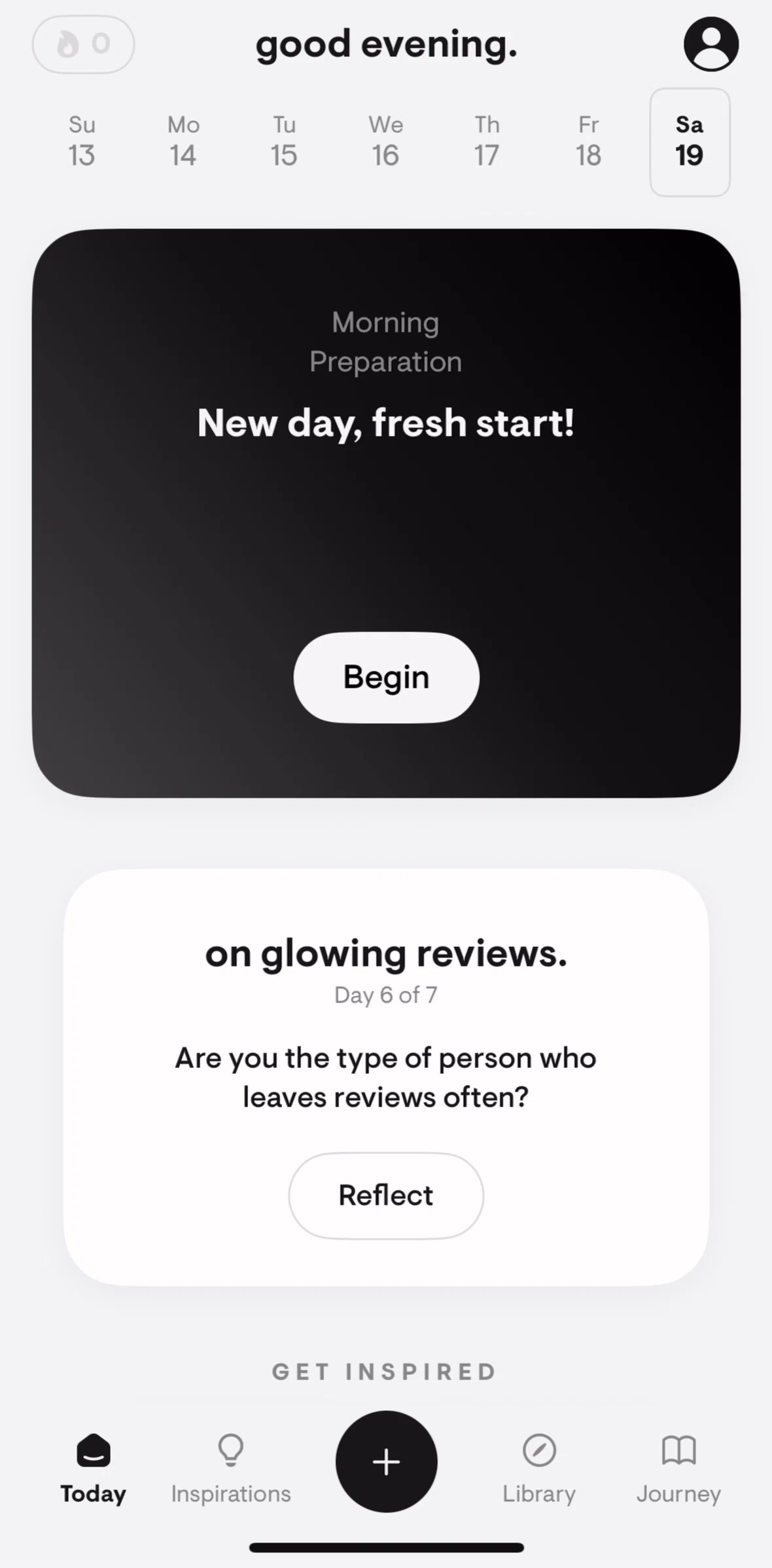 Stoic Screen screen in the Today flow