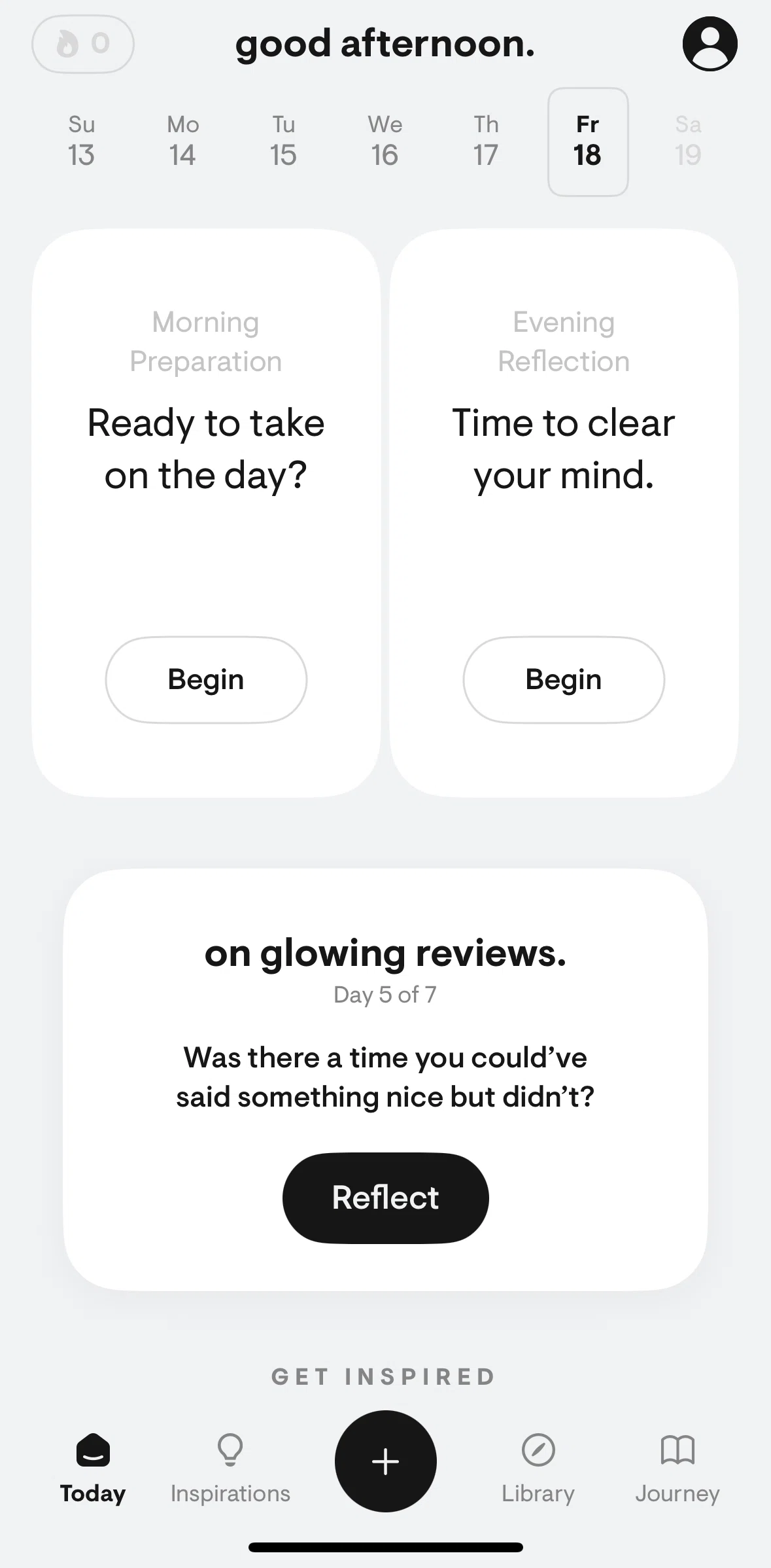 Stoic Screen screen in the Tomorrow flow