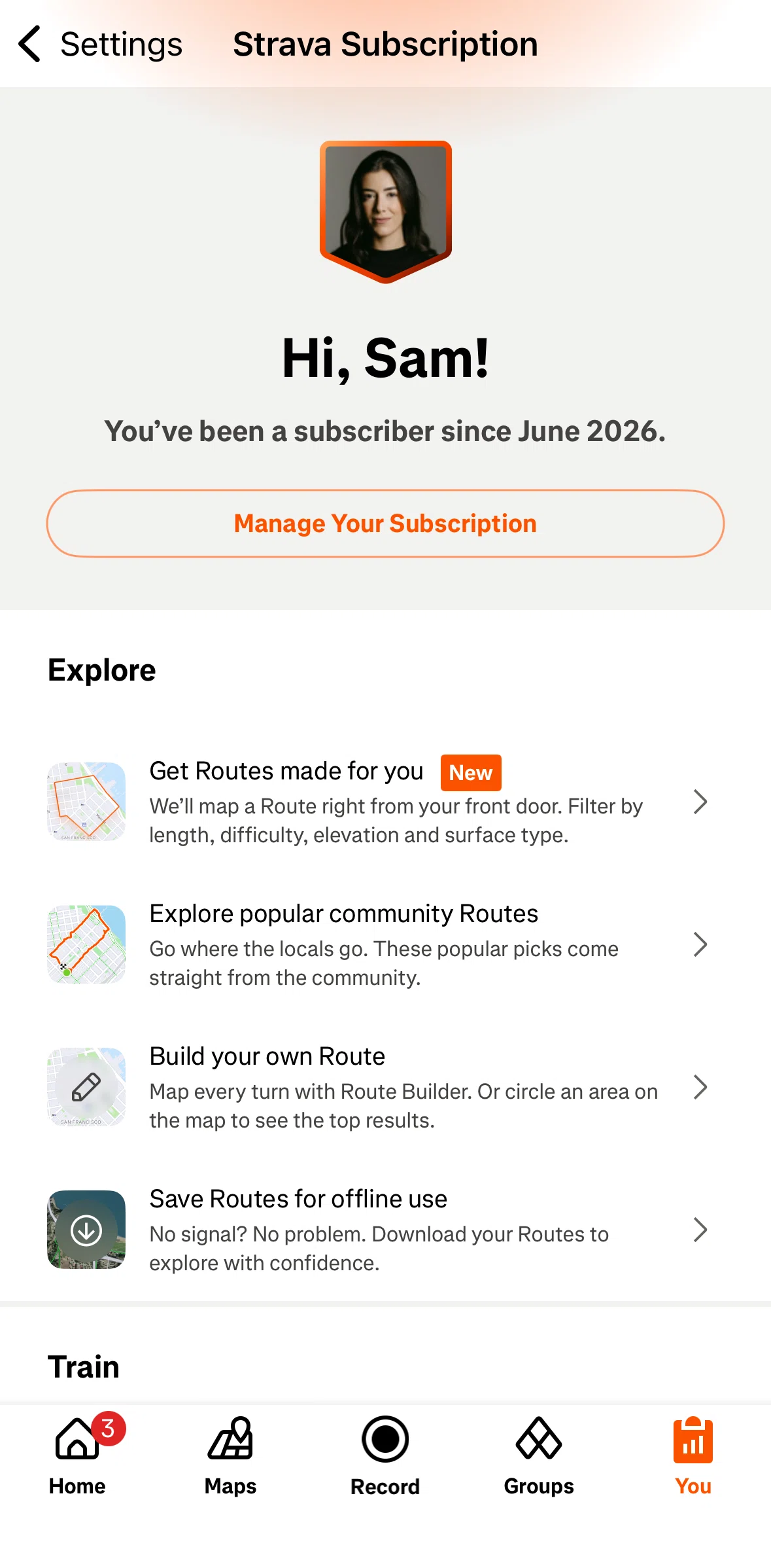 Strava Screen screen in the Canceling subscription flow