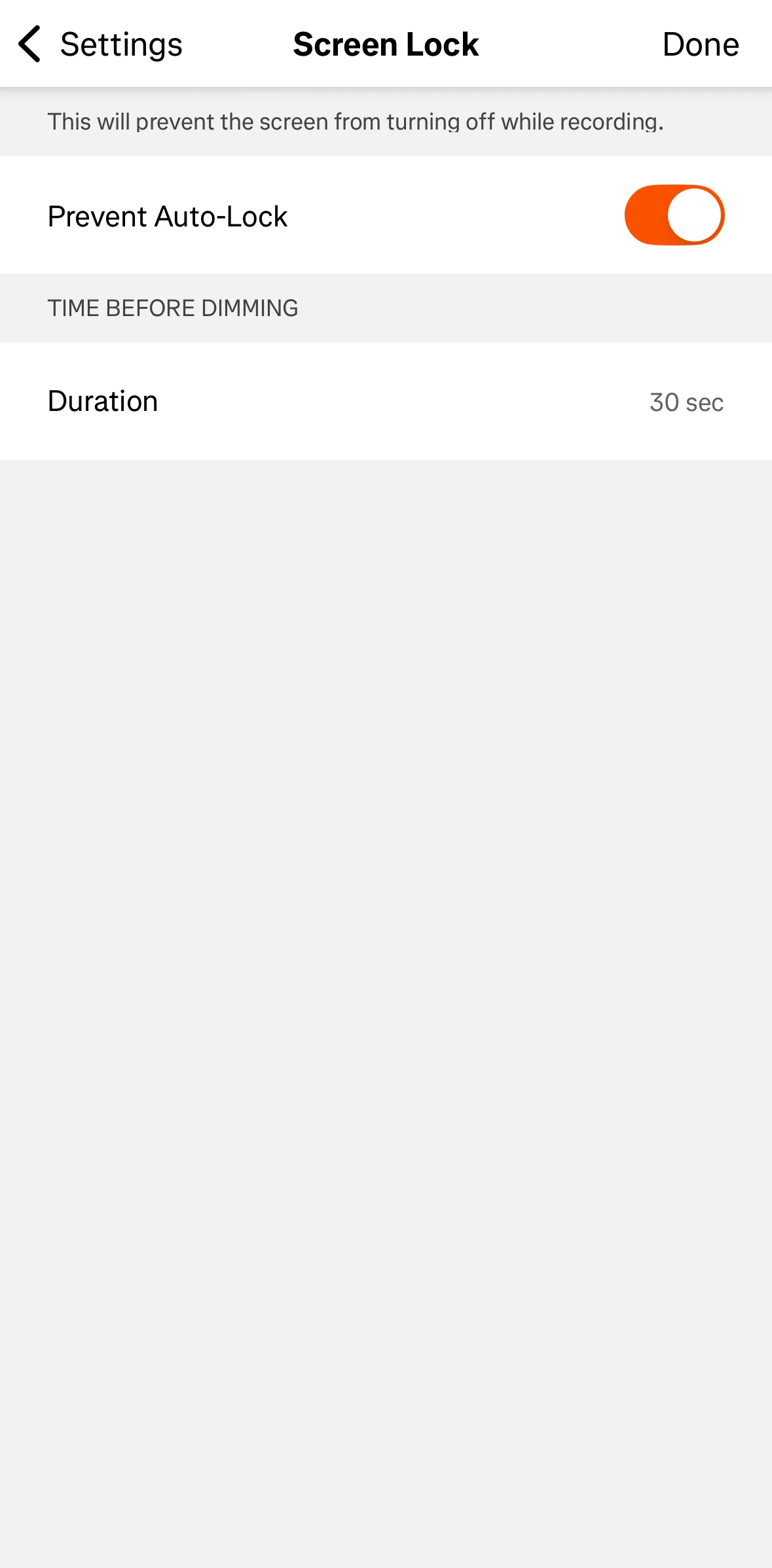 Strava Screen screen in the Changing duration flow