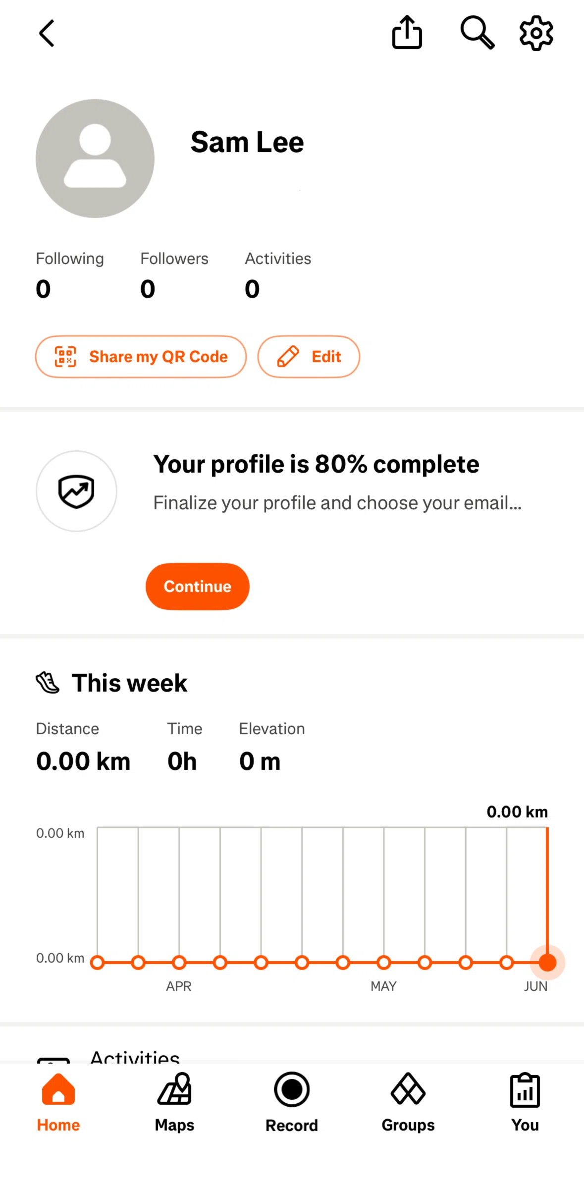 Strava Screen screen in the Completing profile information flow