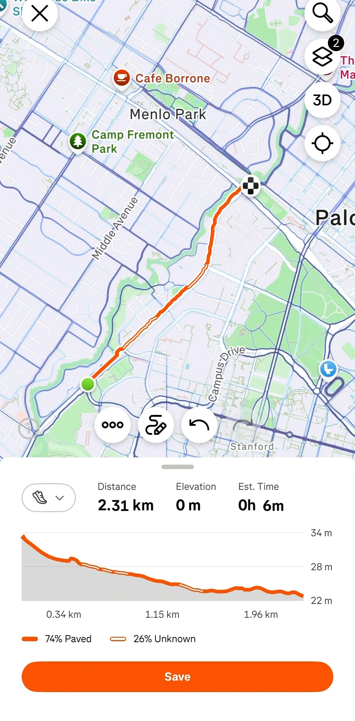 Strava Screen screen in the Creating a route (revers a route) flow