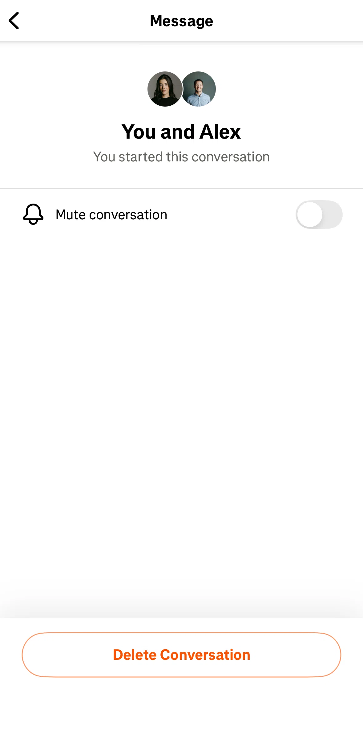 Strava Screen screen in the Deleting a conversation flow