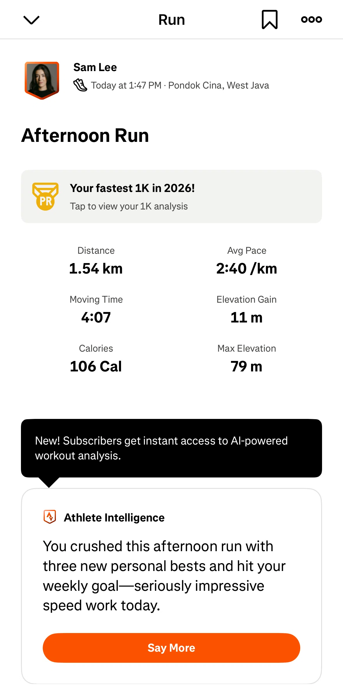 Strava Screen screen in the Editing an activity flow