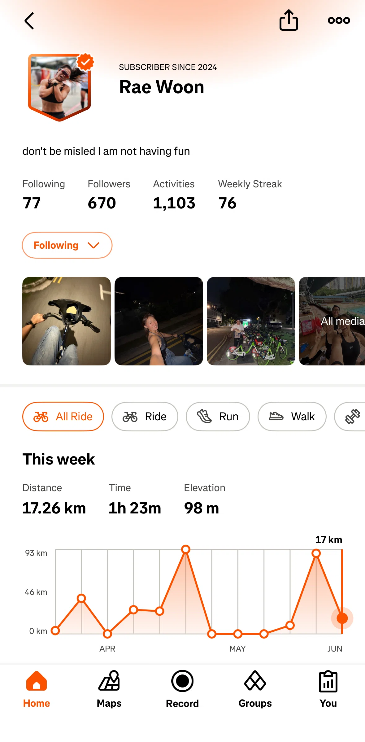 Strava Screen screen in the Favoriting an athlete flow