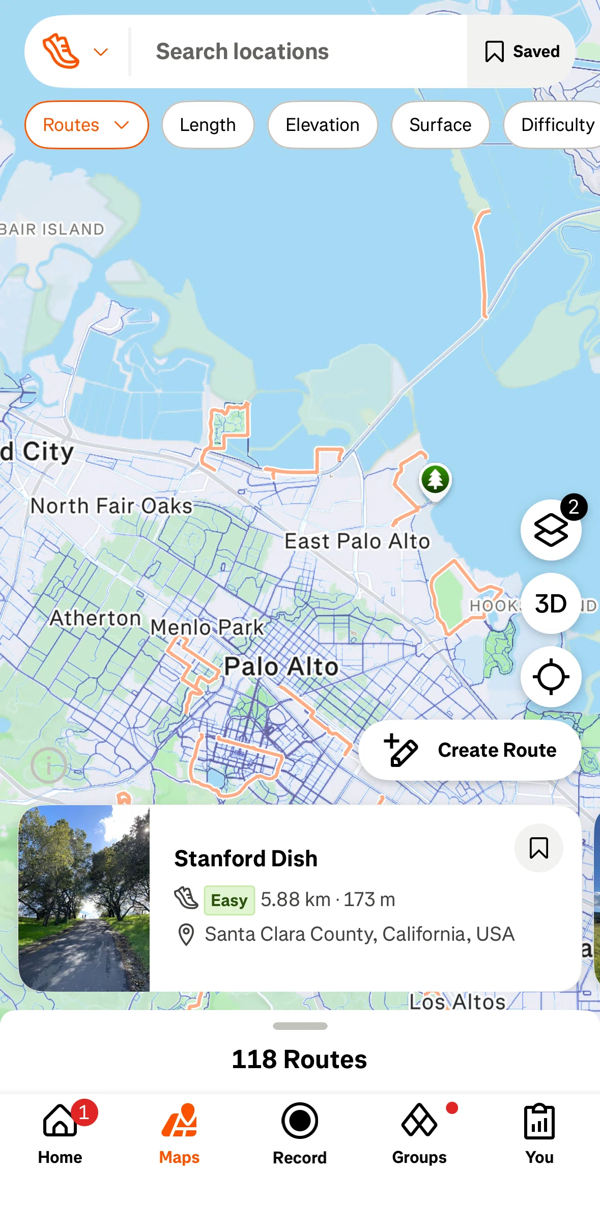 Strava Screen screen in the Filtering locations flow
