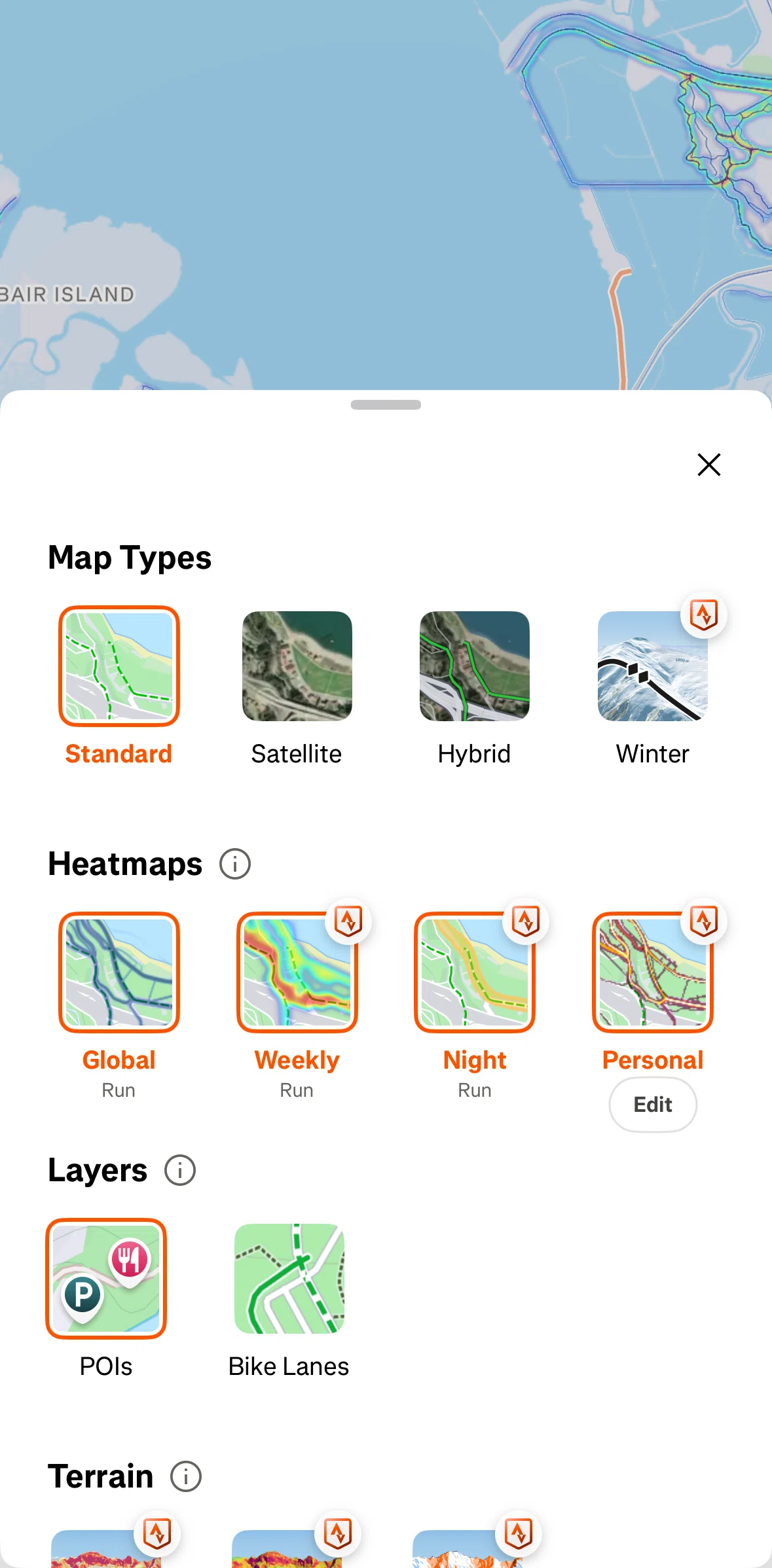 Strava Screen screen in the Heatmaps information flow