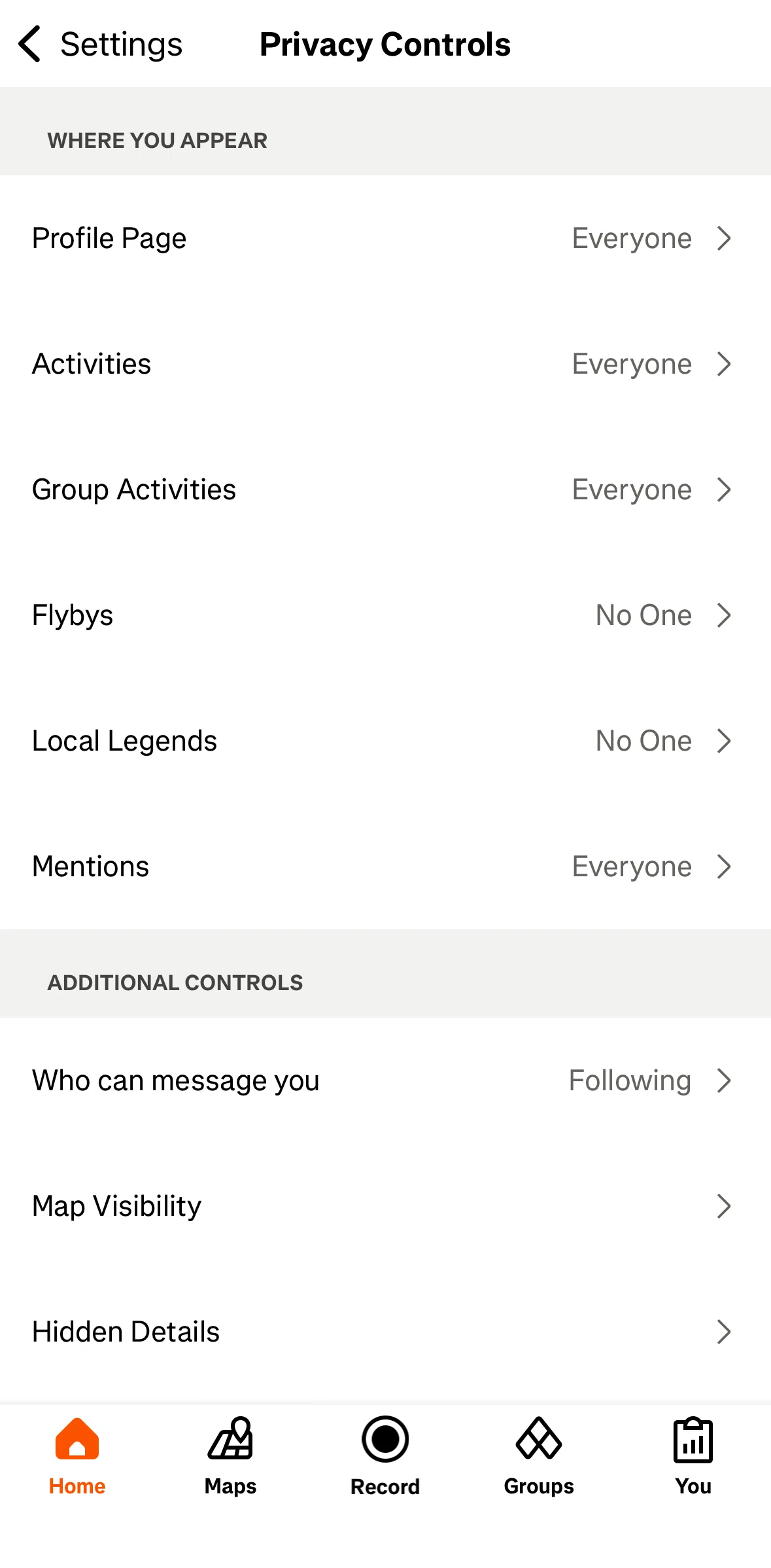Strava Screen screen in the Hiding an address flow