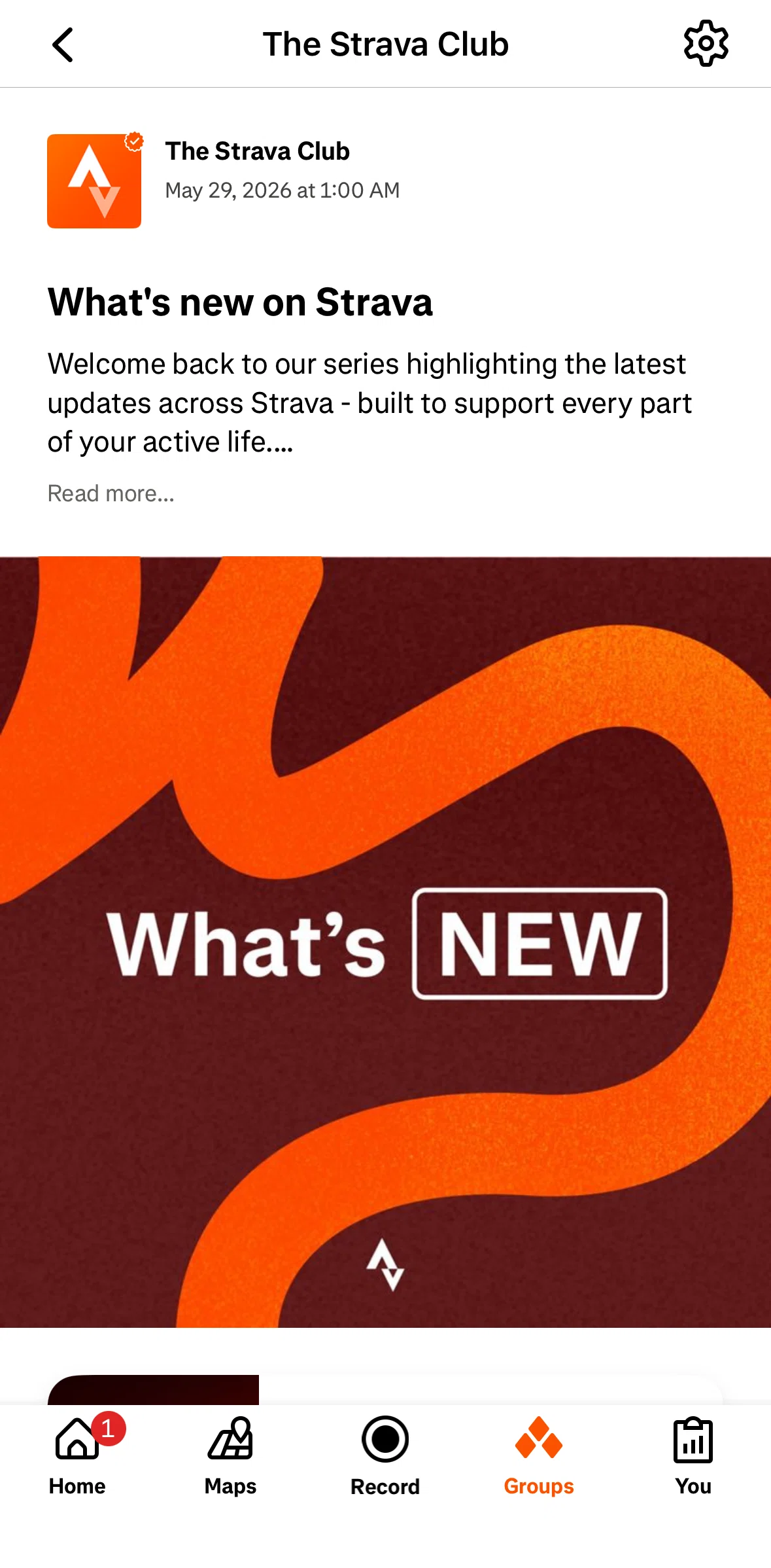 Strava Screen screen in the Post detail flow
