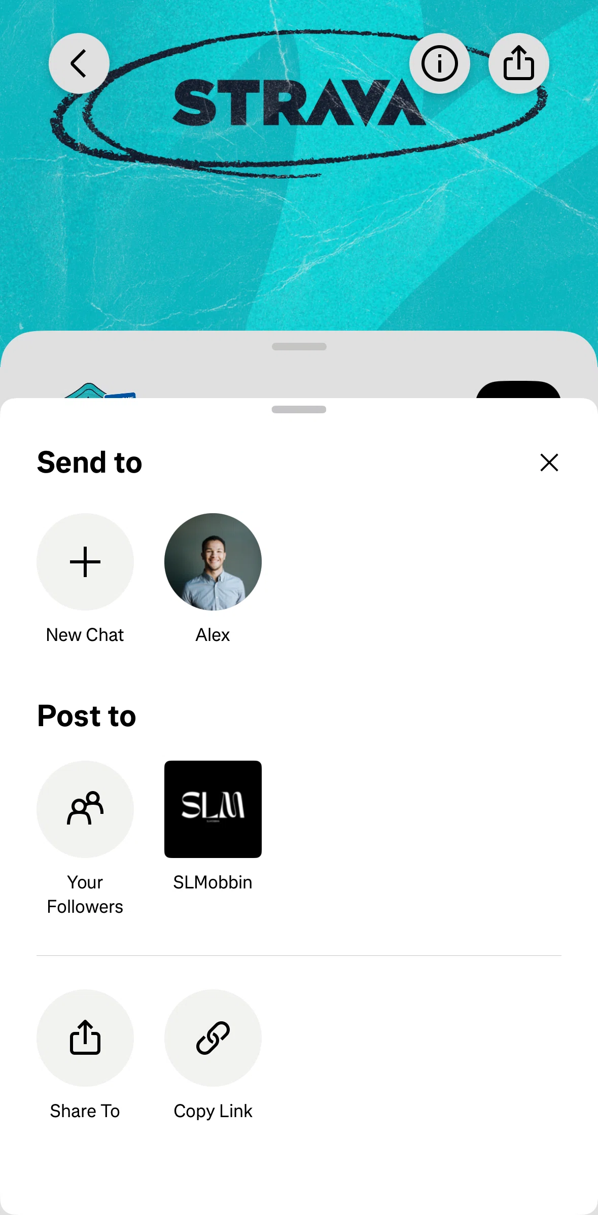 Strava Screen screen in the Publishing a post (challenge) flow