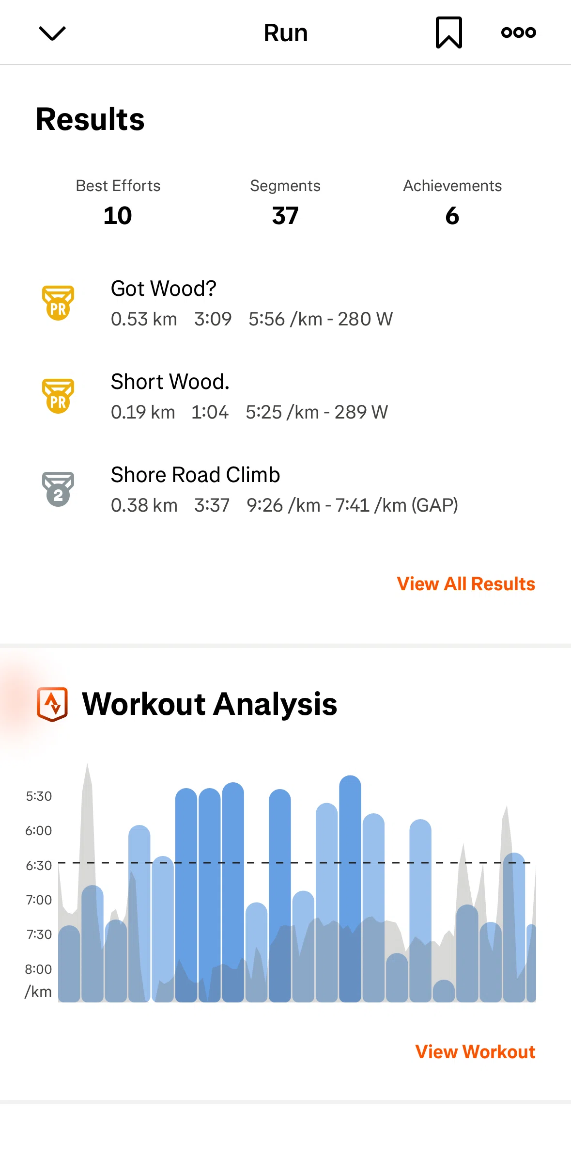 Strava Screen screen in the Results flow