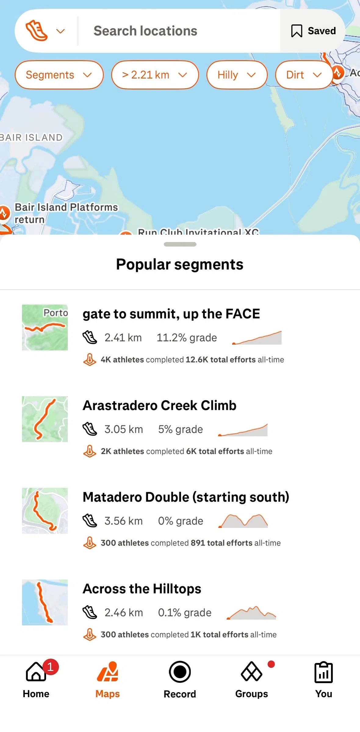 Strava Screen screen in the Segment detail flow