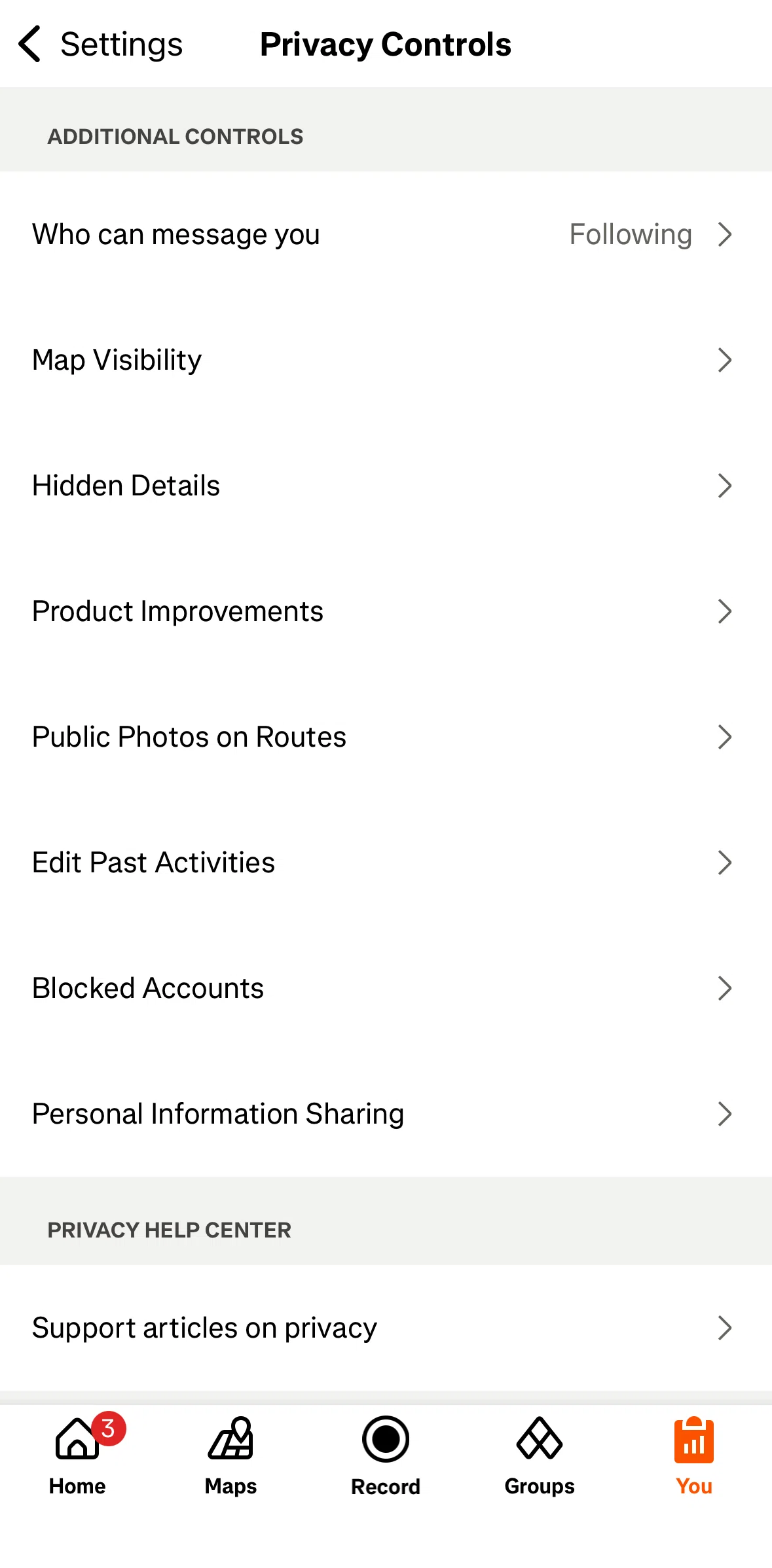 Strava Screen screen in the Updating past activities settings flow