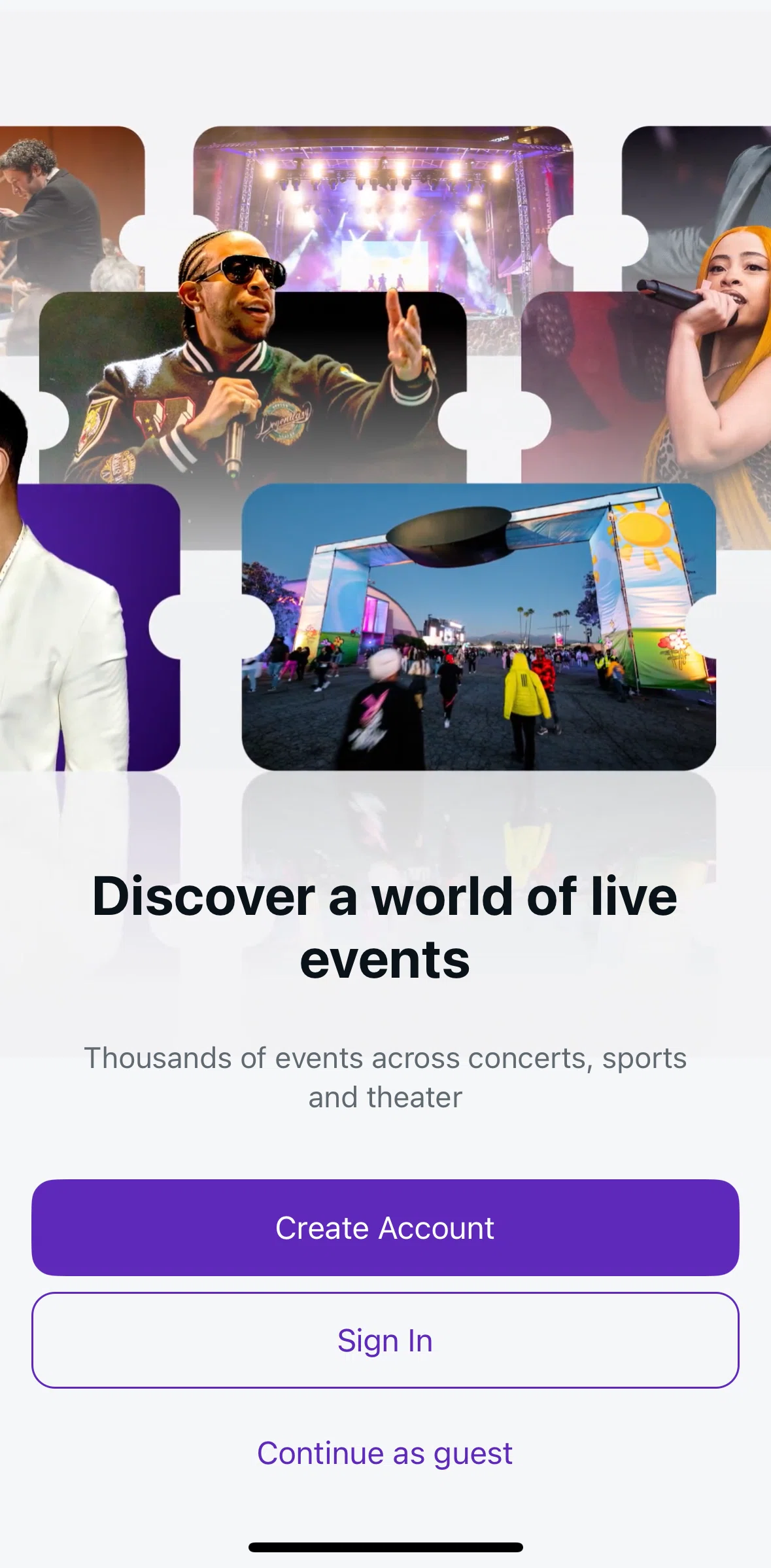StubHub Screen screen in the Logging in flow
