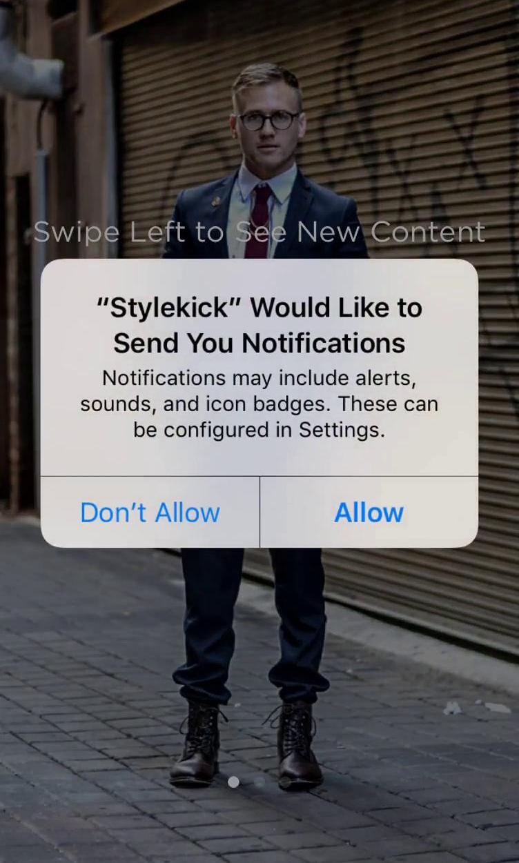 Stylekick Screen screen in the Onboarding flow