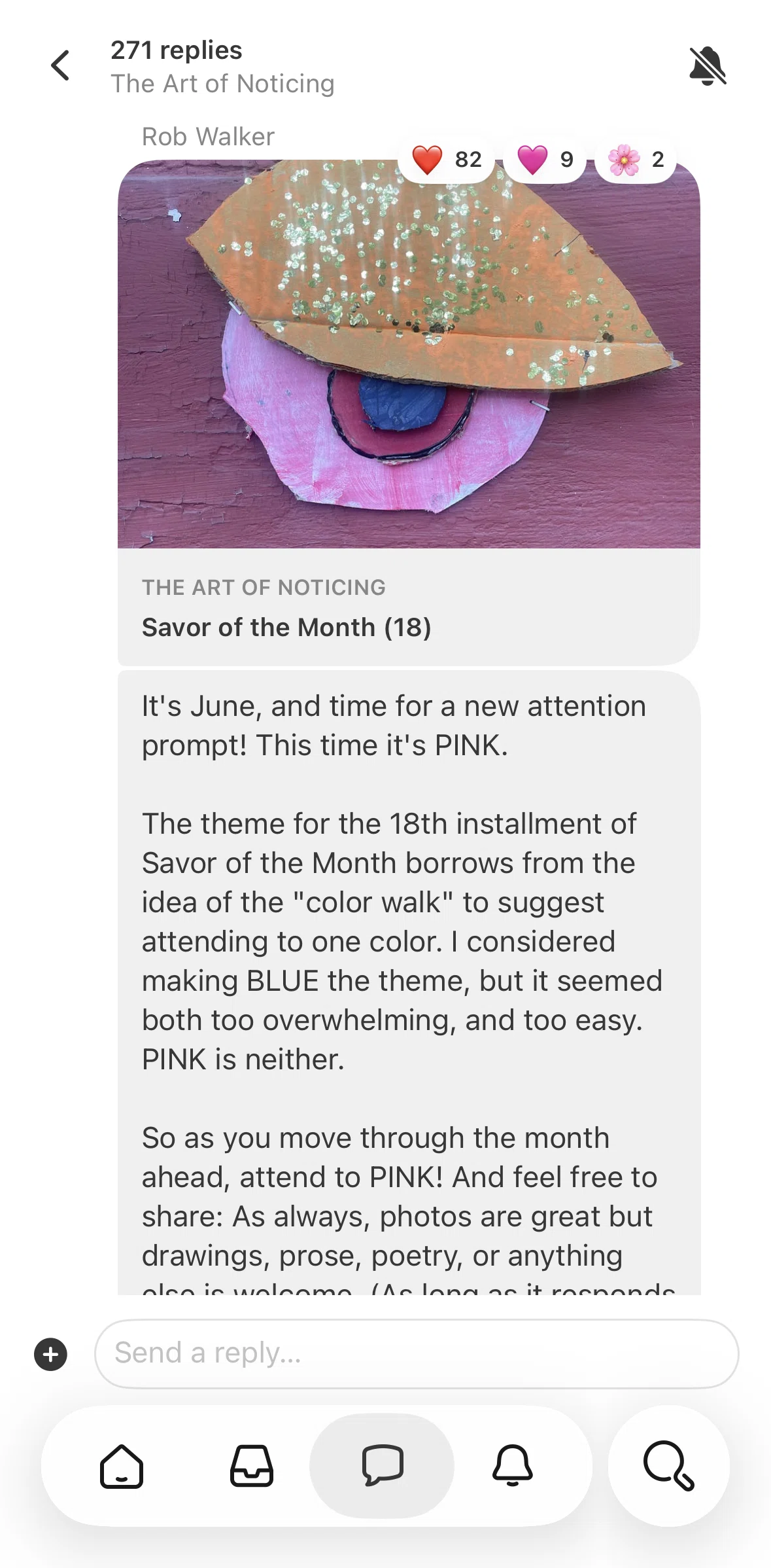 Substack Screen screen in the Chatting in a group chat flow