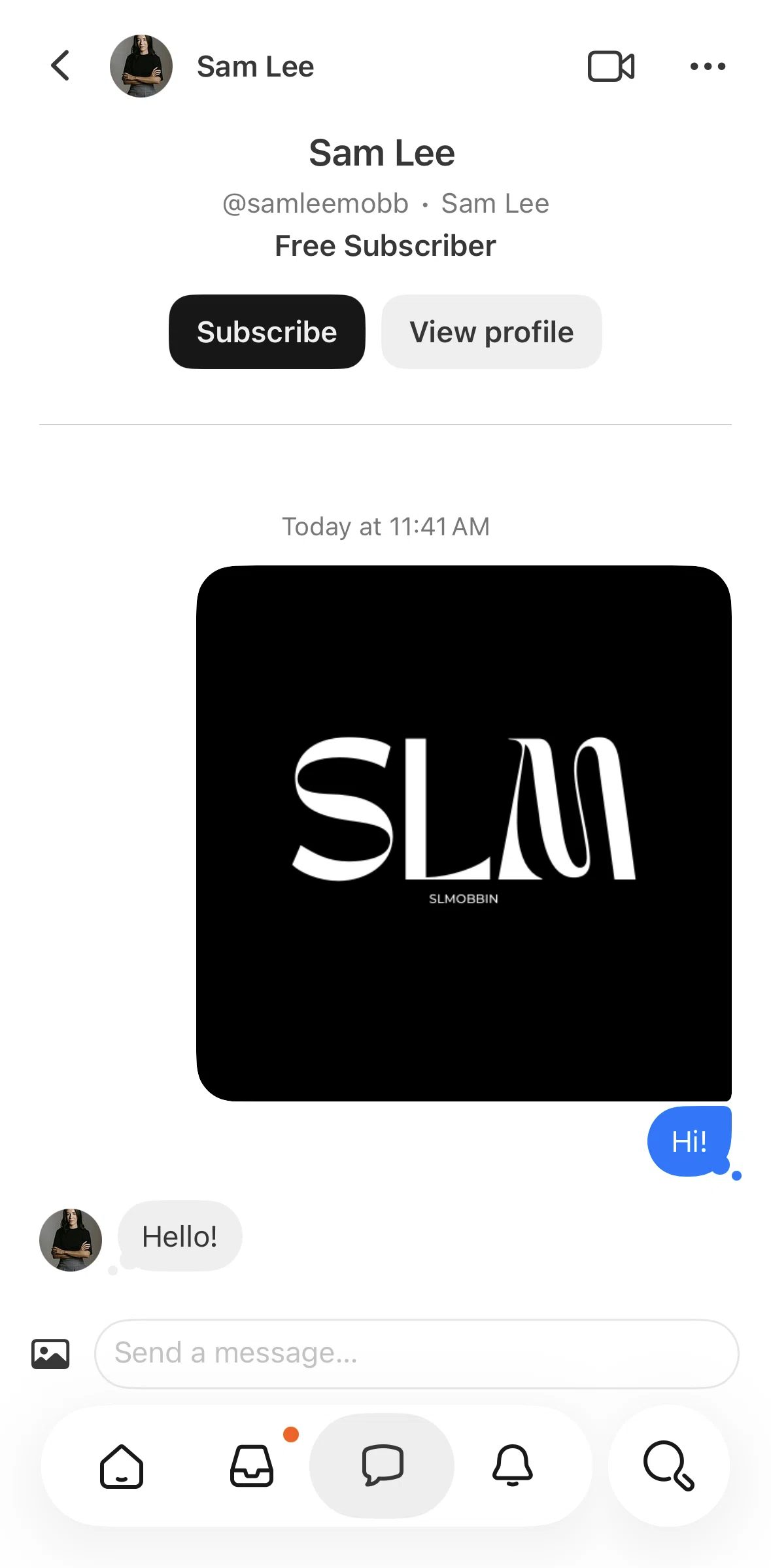 Substack Screen screen in the Liking a message flow