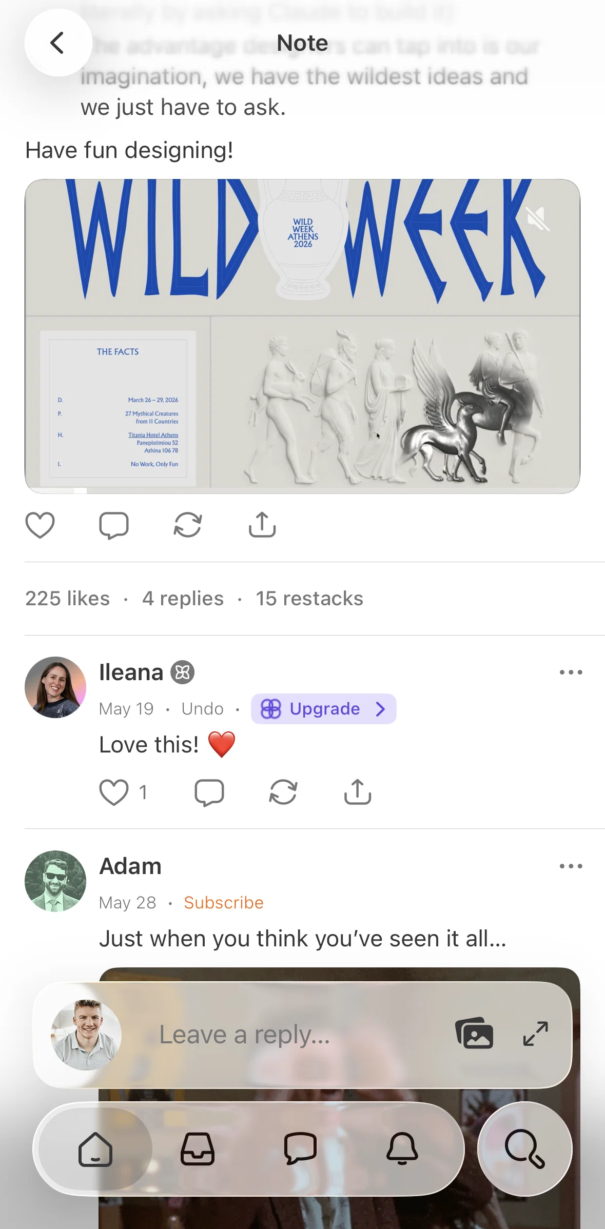 Substack Screen screen in the Liking a note flow