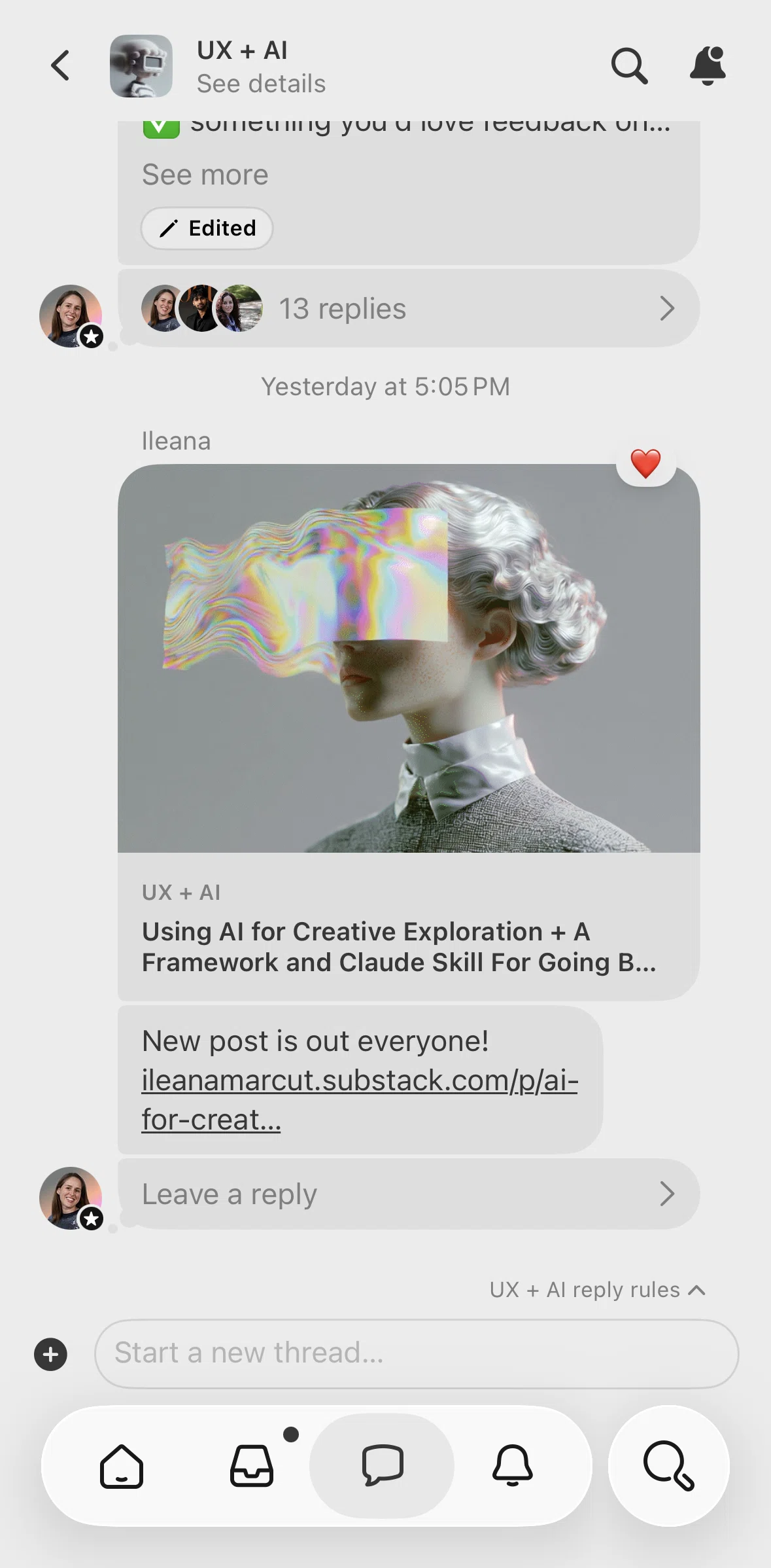 Substack Screen screen in the Reply rules flow