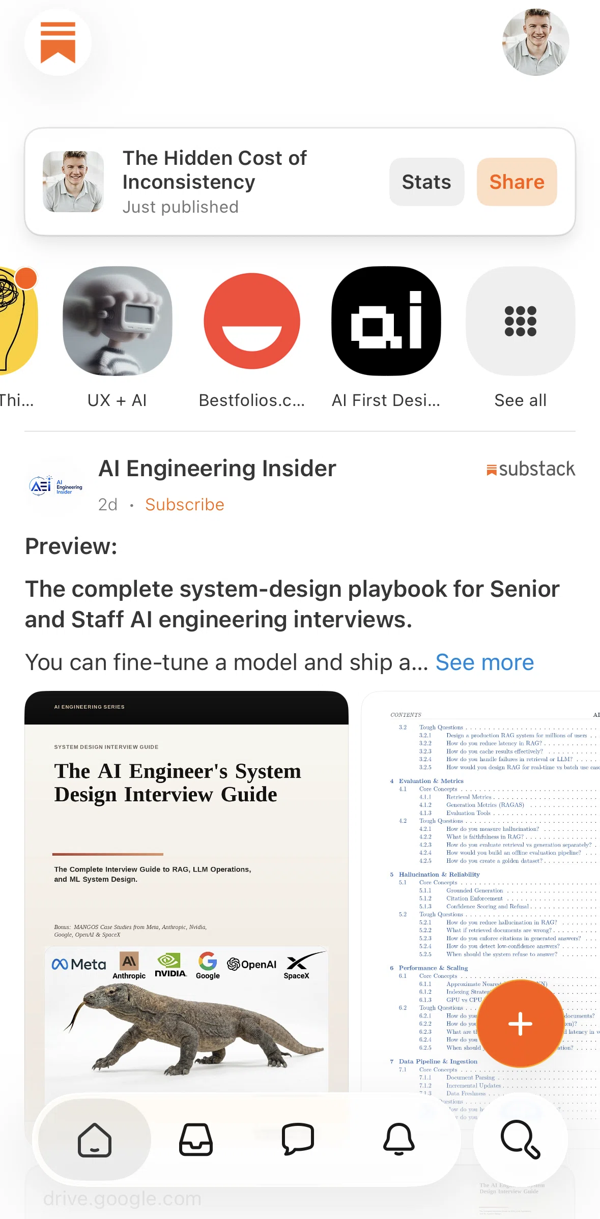 Substack Screen screen in the Subscriptions (home) flow