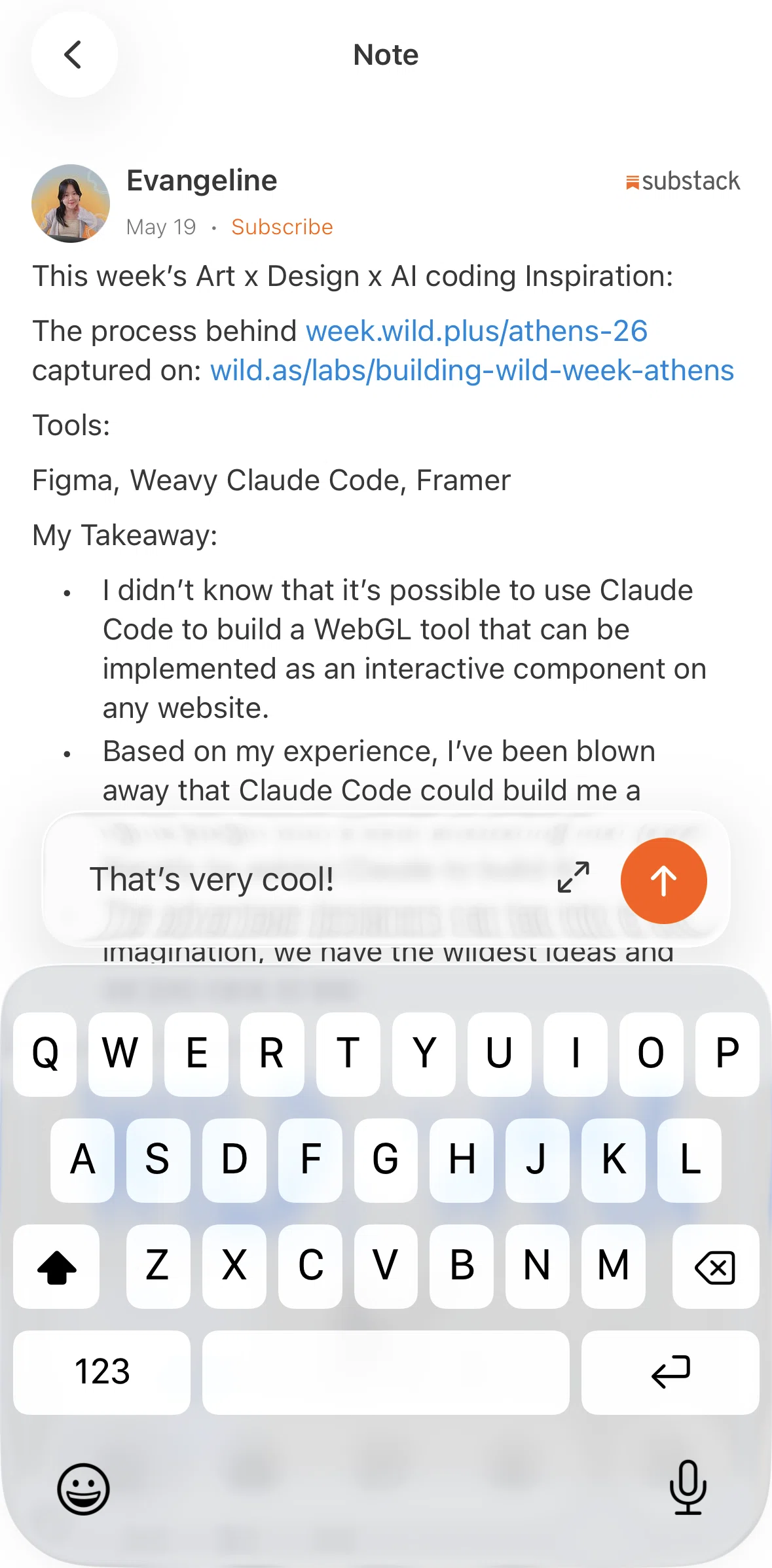 Substack Screen screen in the Switching to full screen view flow