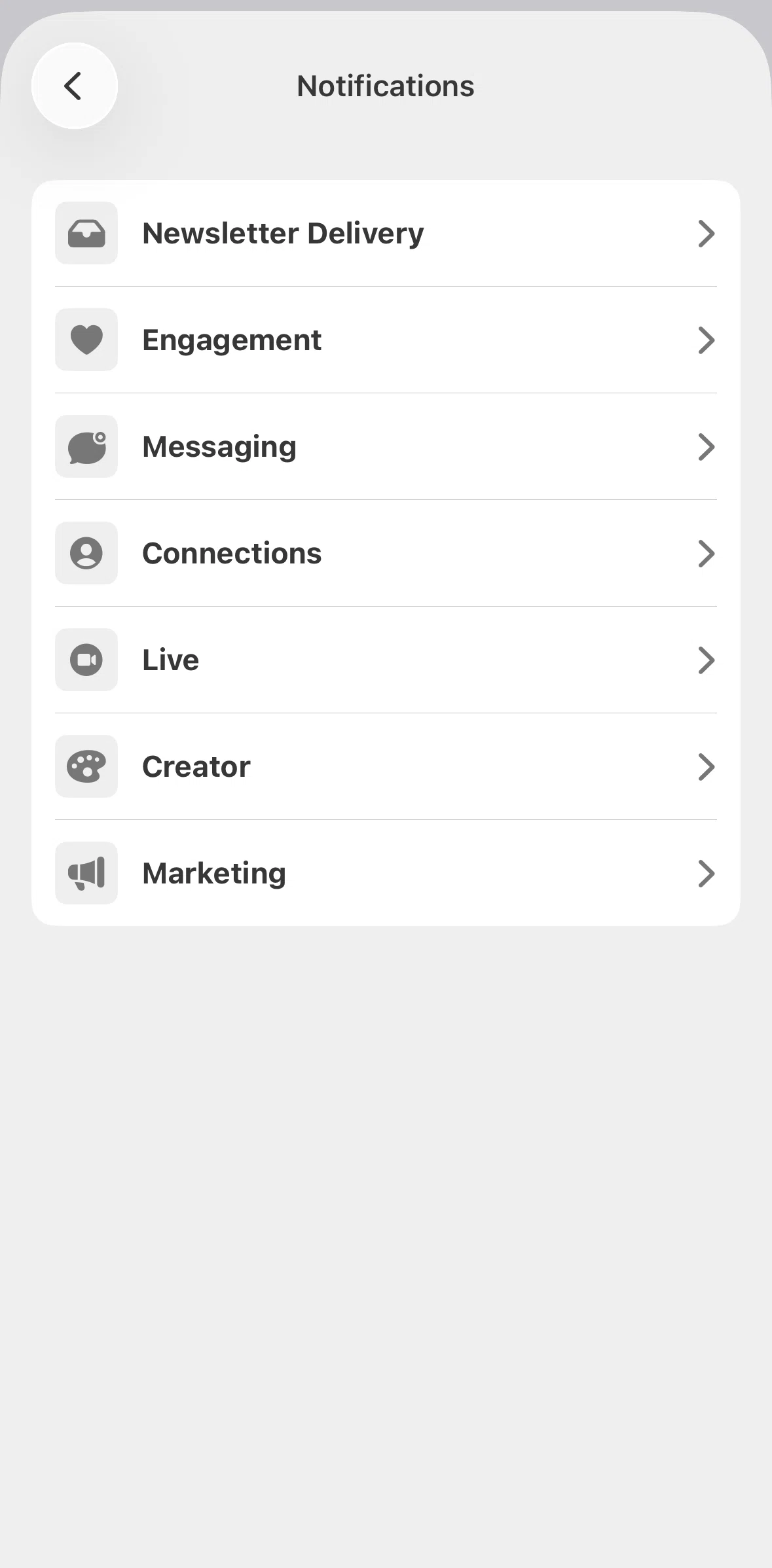 Substack Screen screen in the Turning off notifications flow