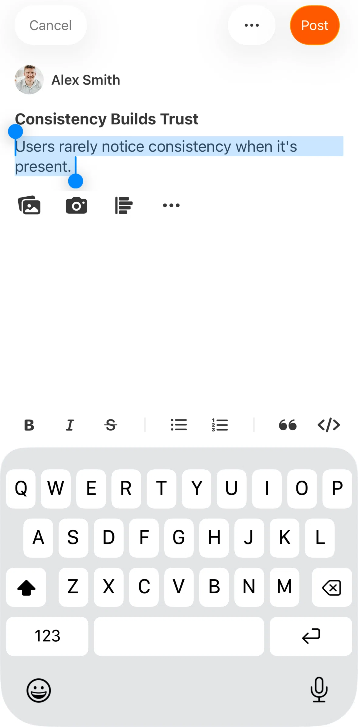 Substack Screen screen in the Turning text into a quote flow
