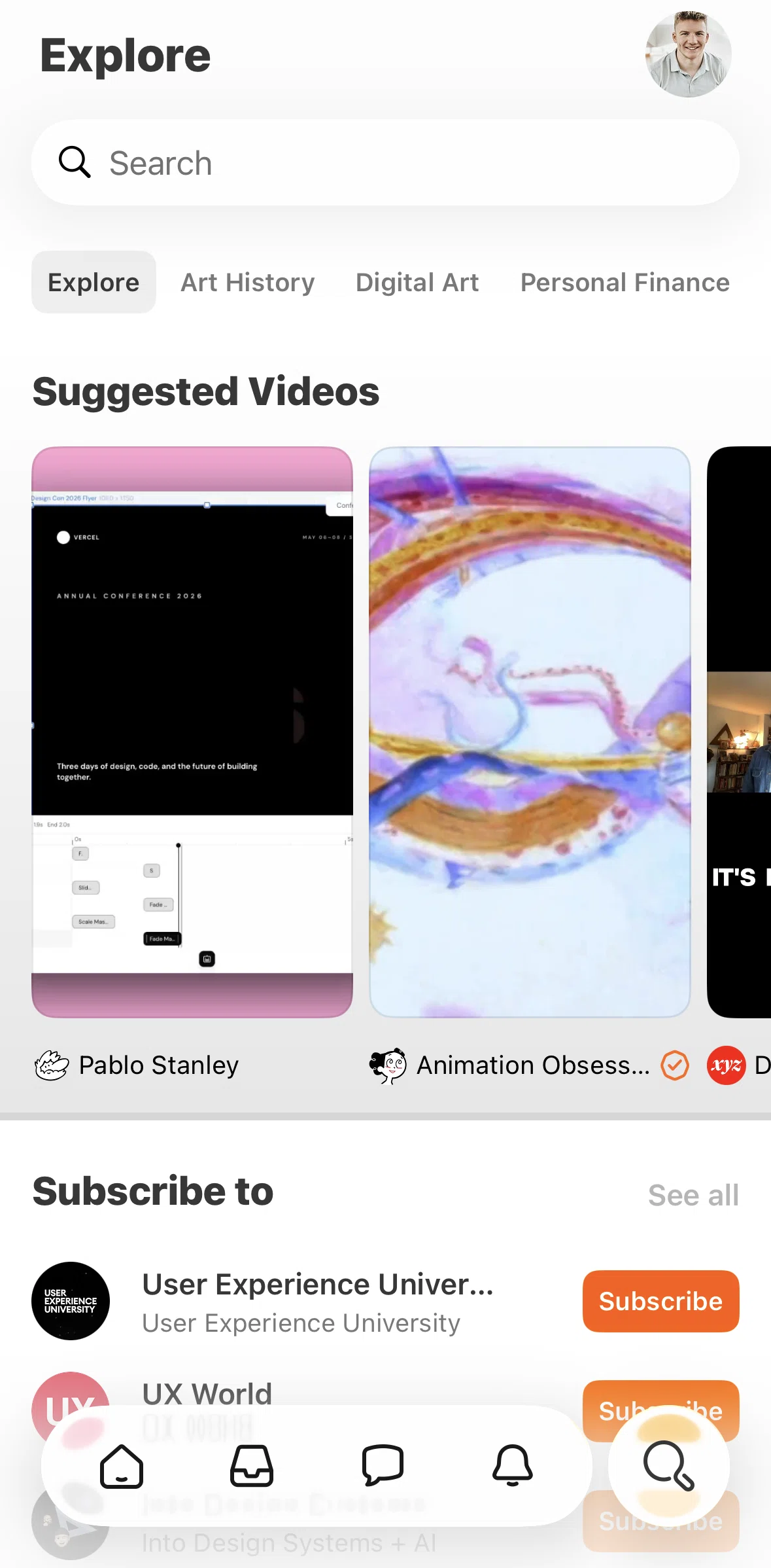 Substack Screen screen in the Watching a video flow