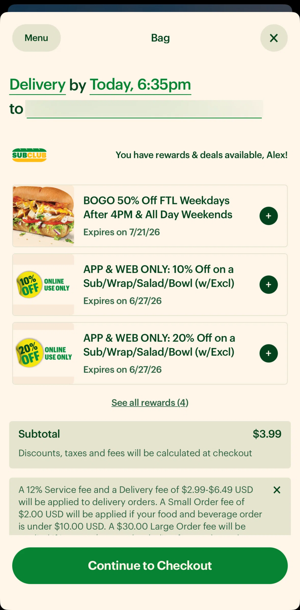 Subway Screen screen in the Apply an offer flow