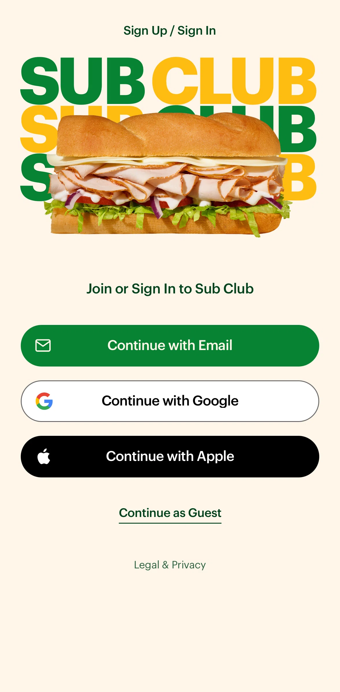 Subway Screen screen in the Logging in flow