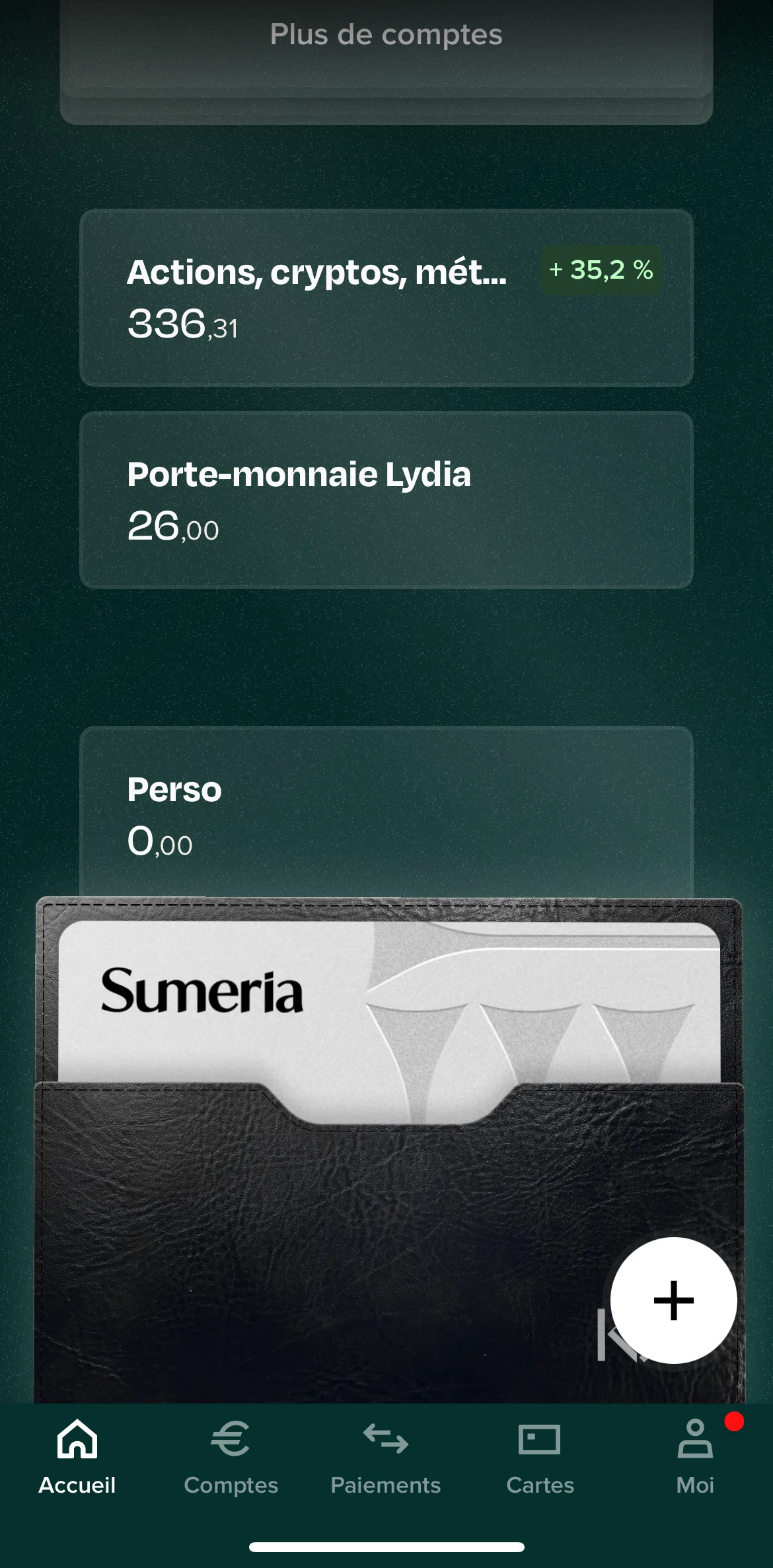 Sumeria Screen screen in the Lydia wallet flow