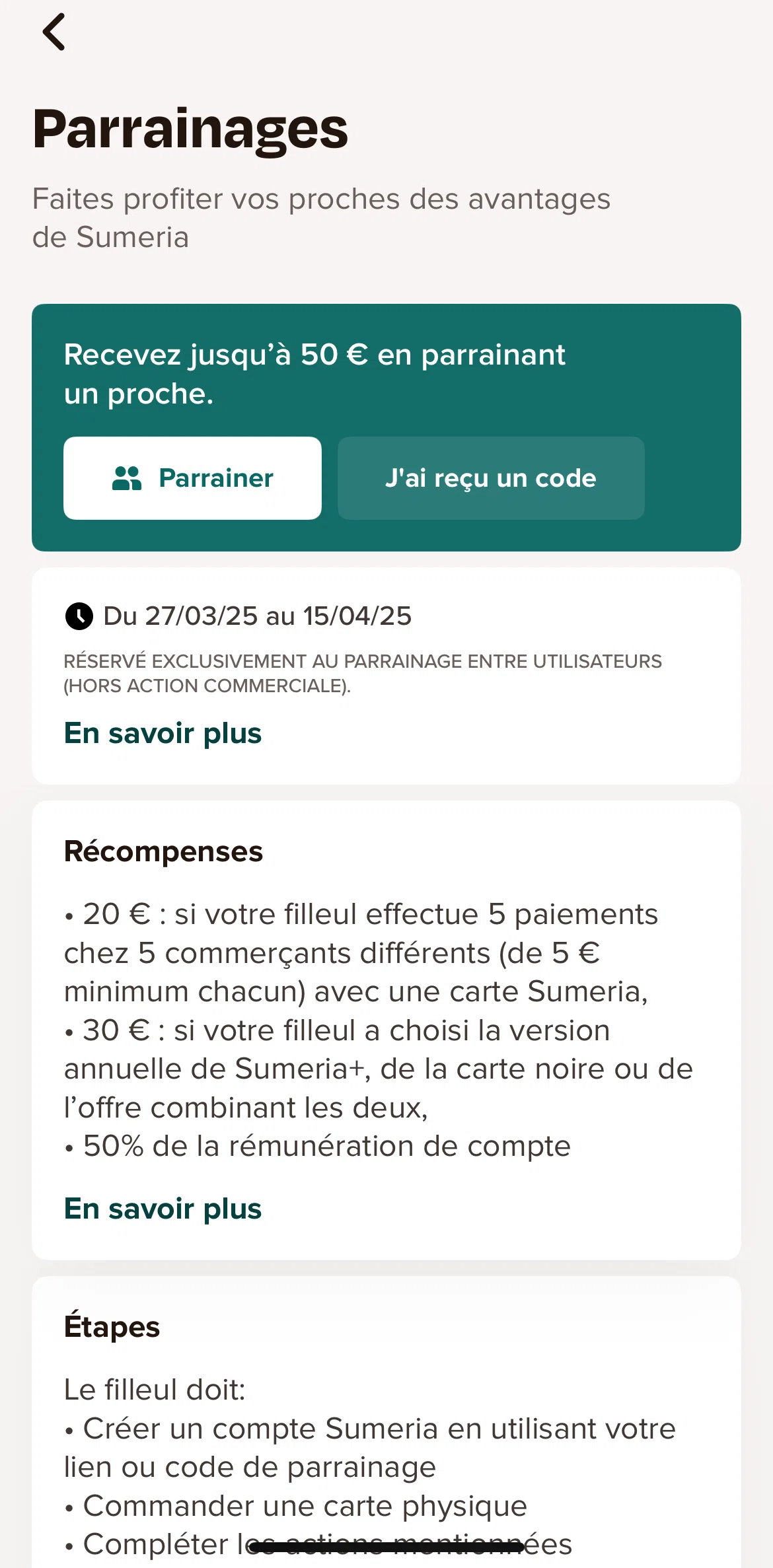 Sumeria Screen screen in the Showing refer code flow