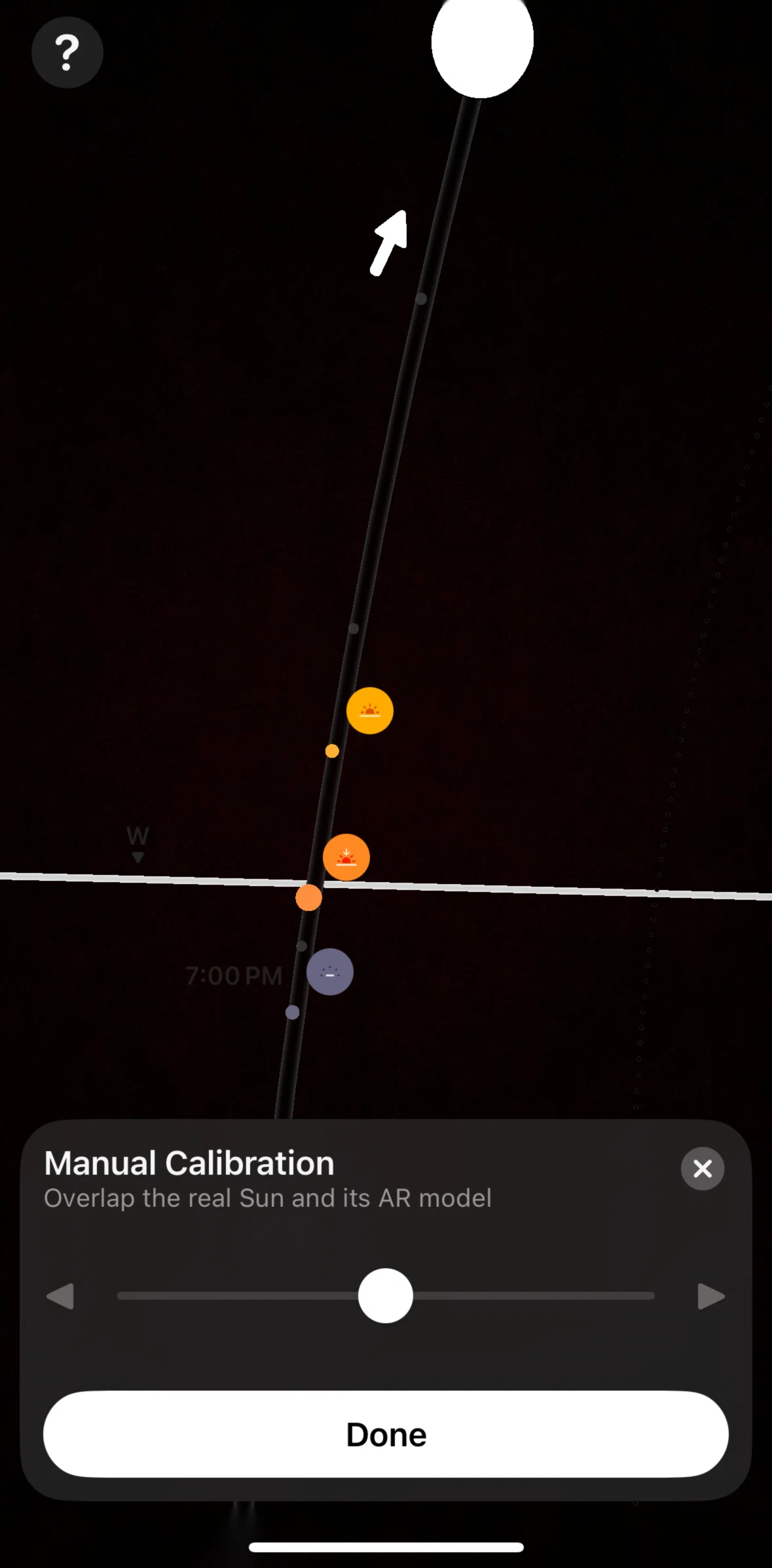 Sunlitt Screen screen in the Manual calibration information flow