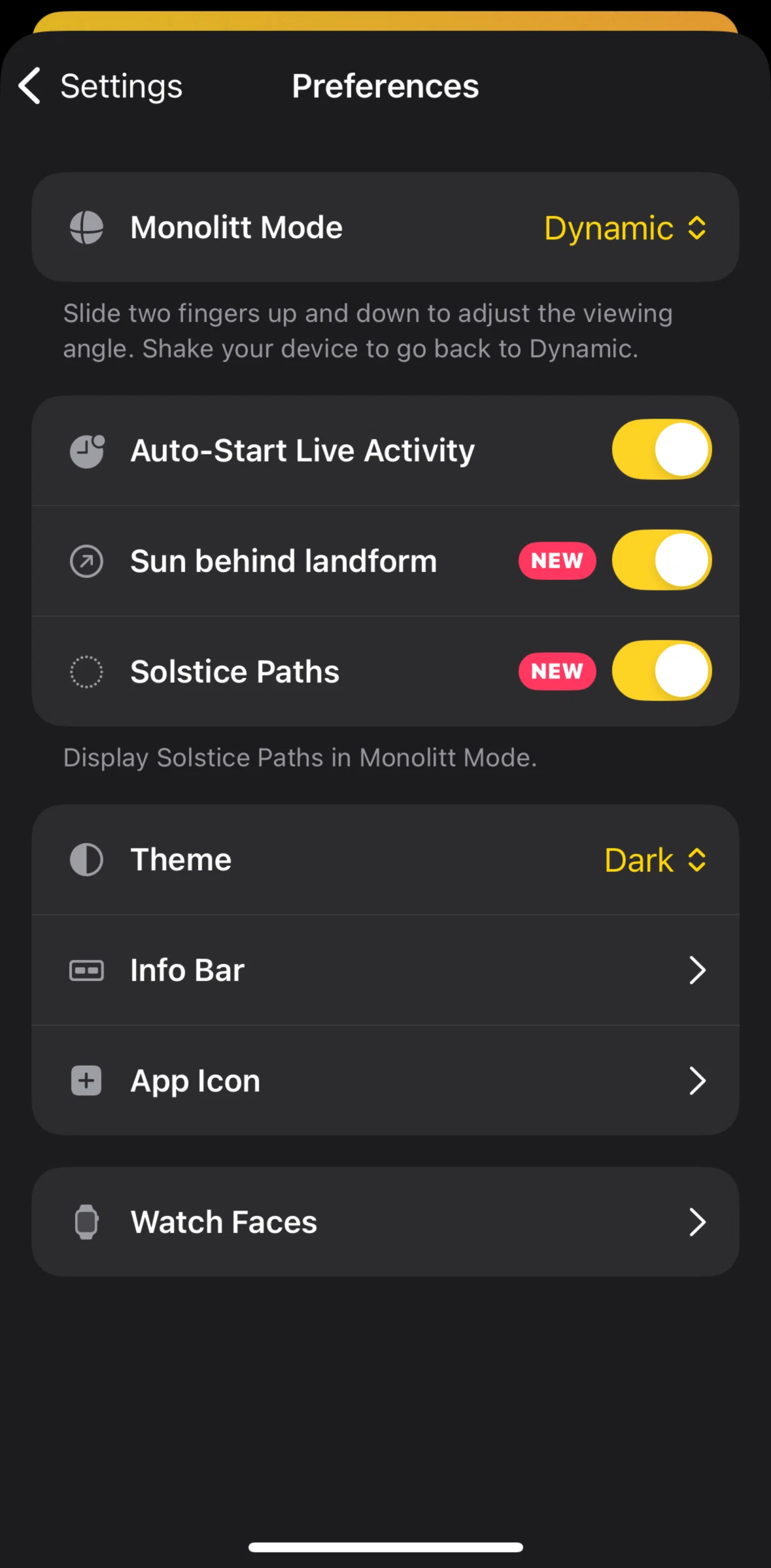 Sunlitt Screen screen in the Showing an info bar flow