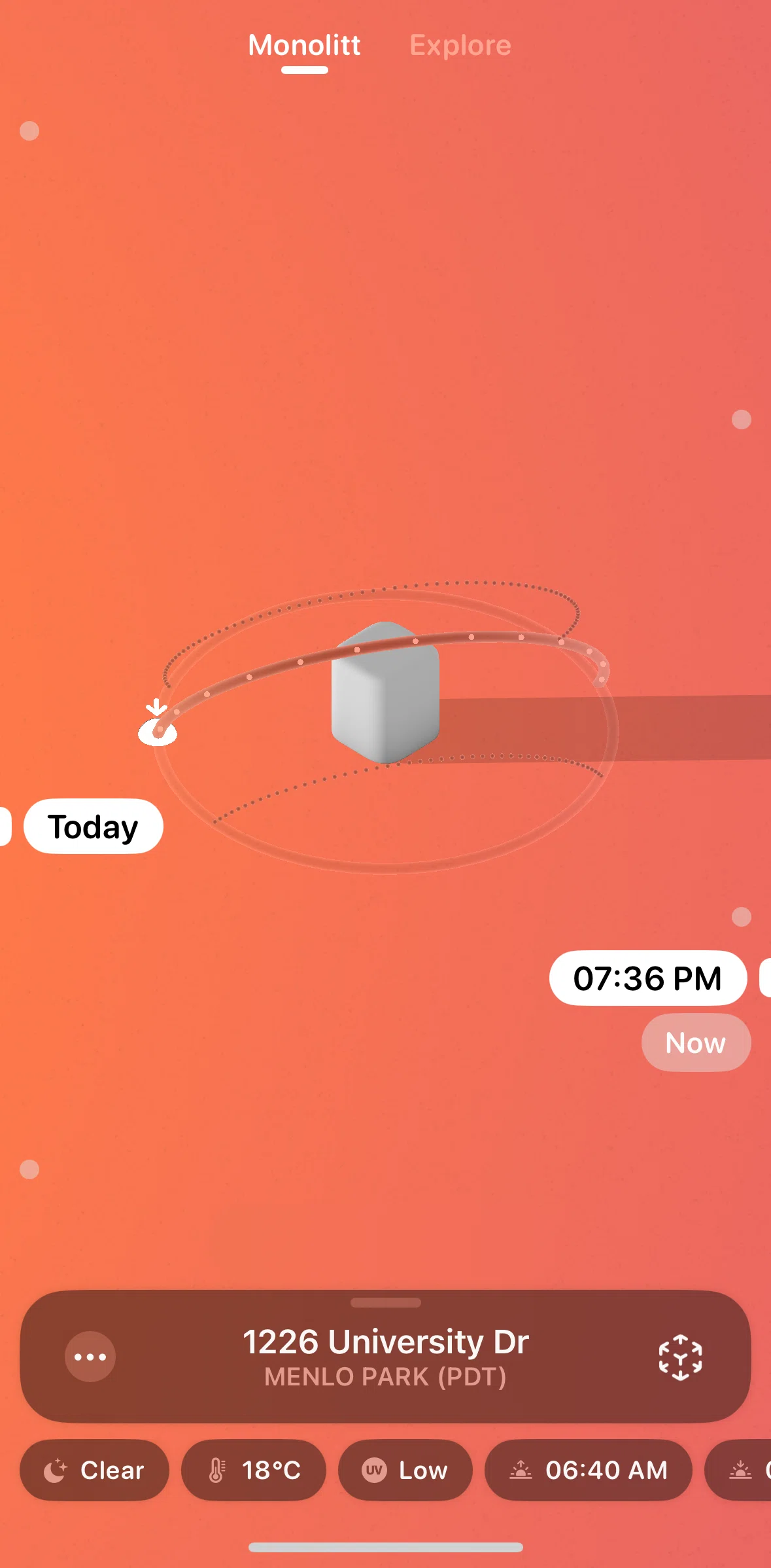 Sunlitt Screen screen in the Switching to AR view flow