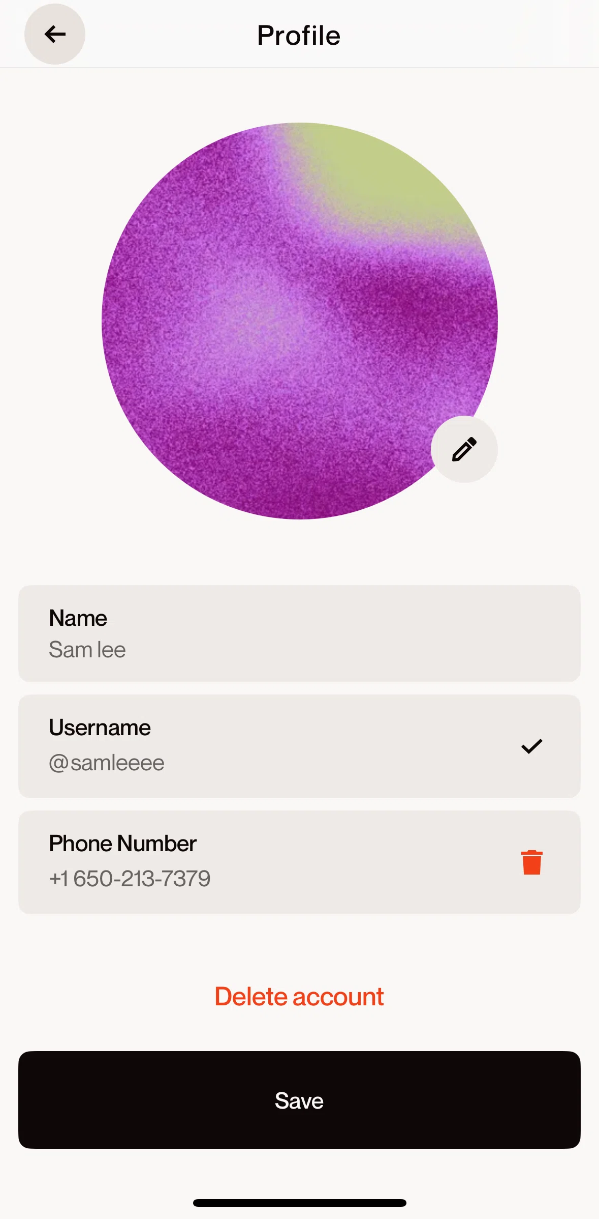 Suno Screen screen in the Editing profile flow