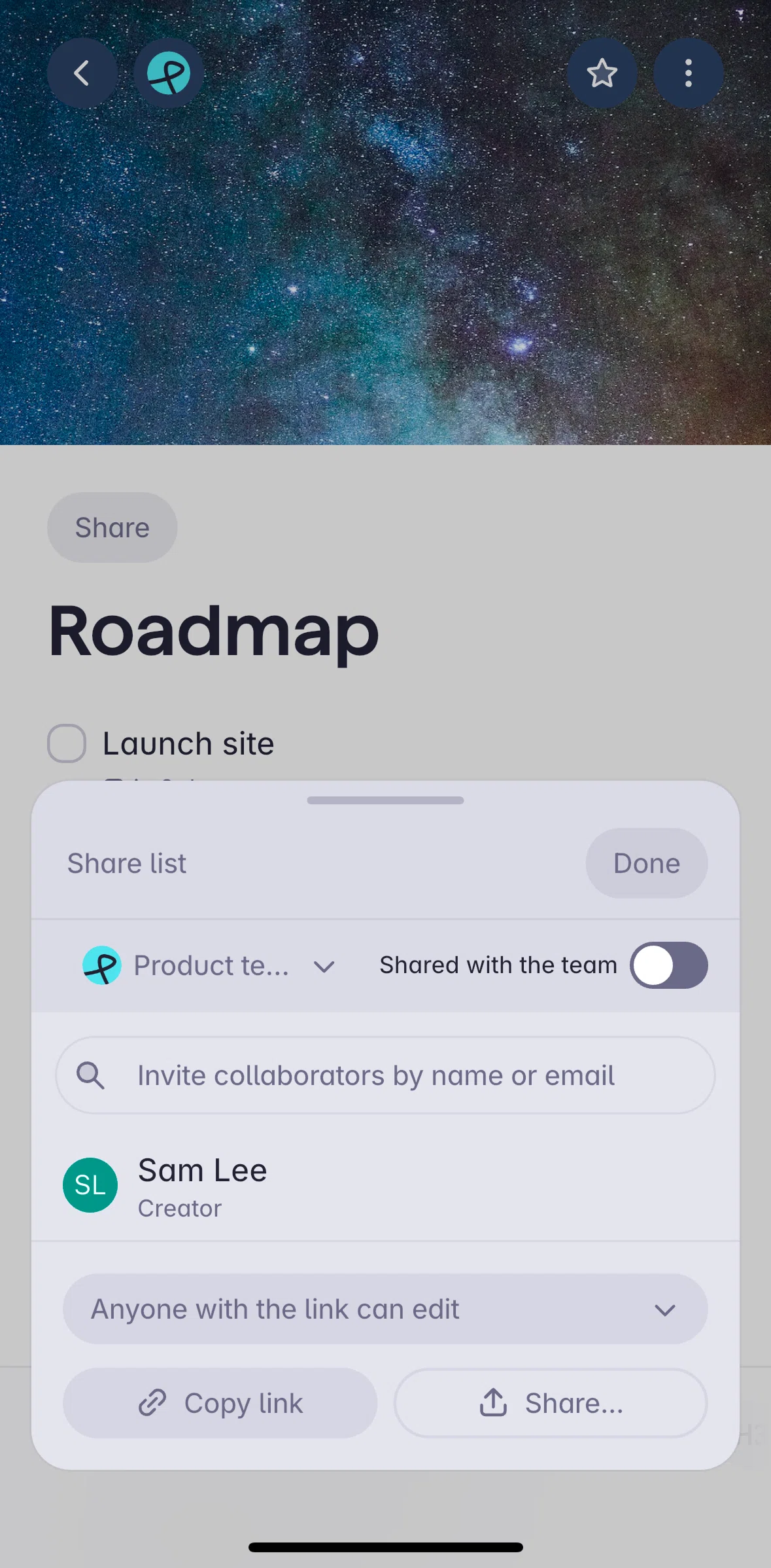 Superlist Screen screen in the Changing link settings flow